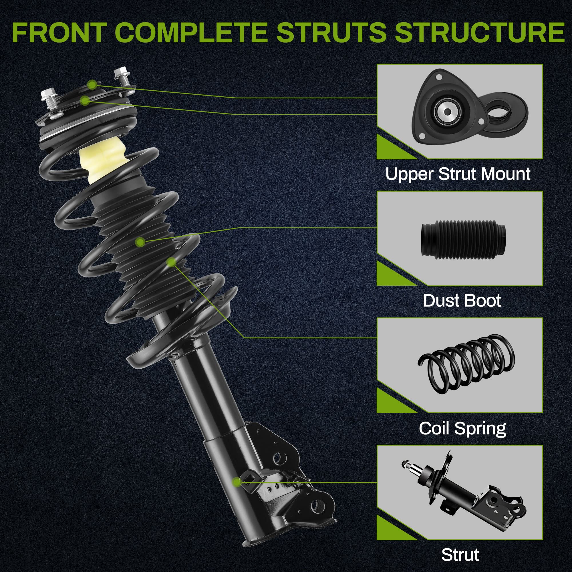 Autosaver88 Front & Rear Pair Complete Quick Struts Shocks Compatible With 2006-2010 Acura Csx, 2006-2011 Civic