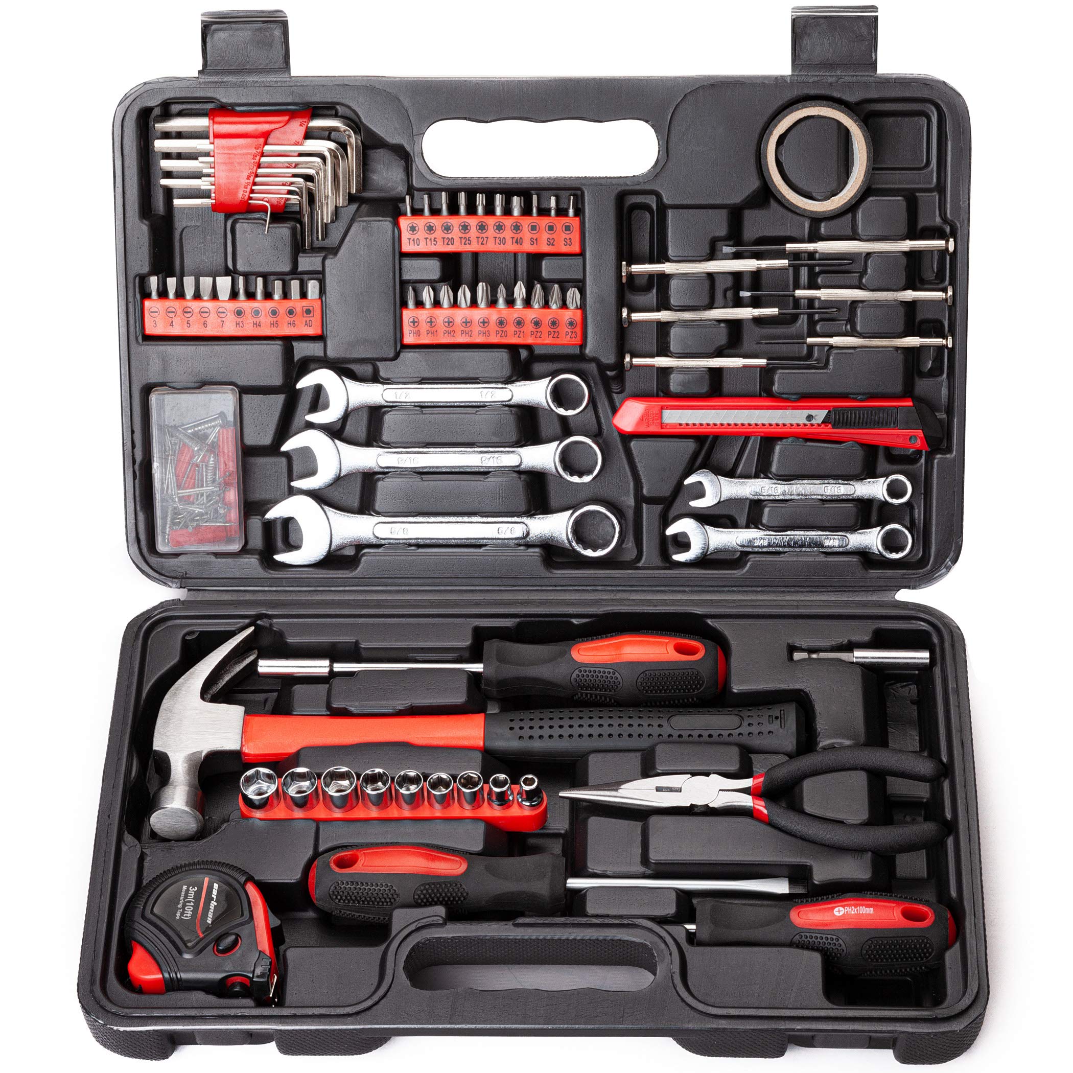 Cartman 148 Piece Automotive And Household Tool Set Perfect For Car Enthusiasts And Diy Home Repairs
