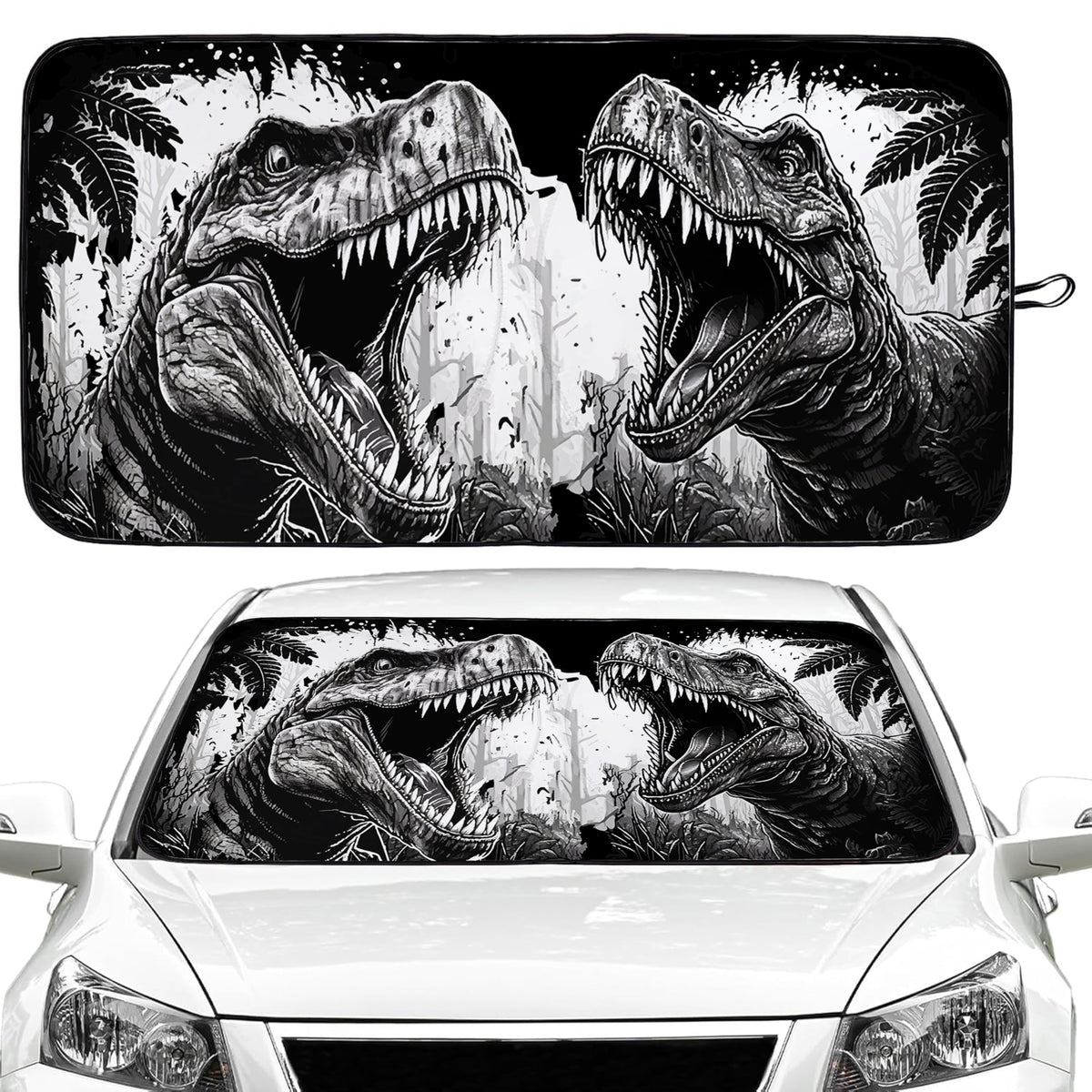 Dinosaur Car Windshield Sun Shade Foldable Sunshade Front Window Cover Sun Visor Protector Accessories for Truck SUV (59x27.5 in