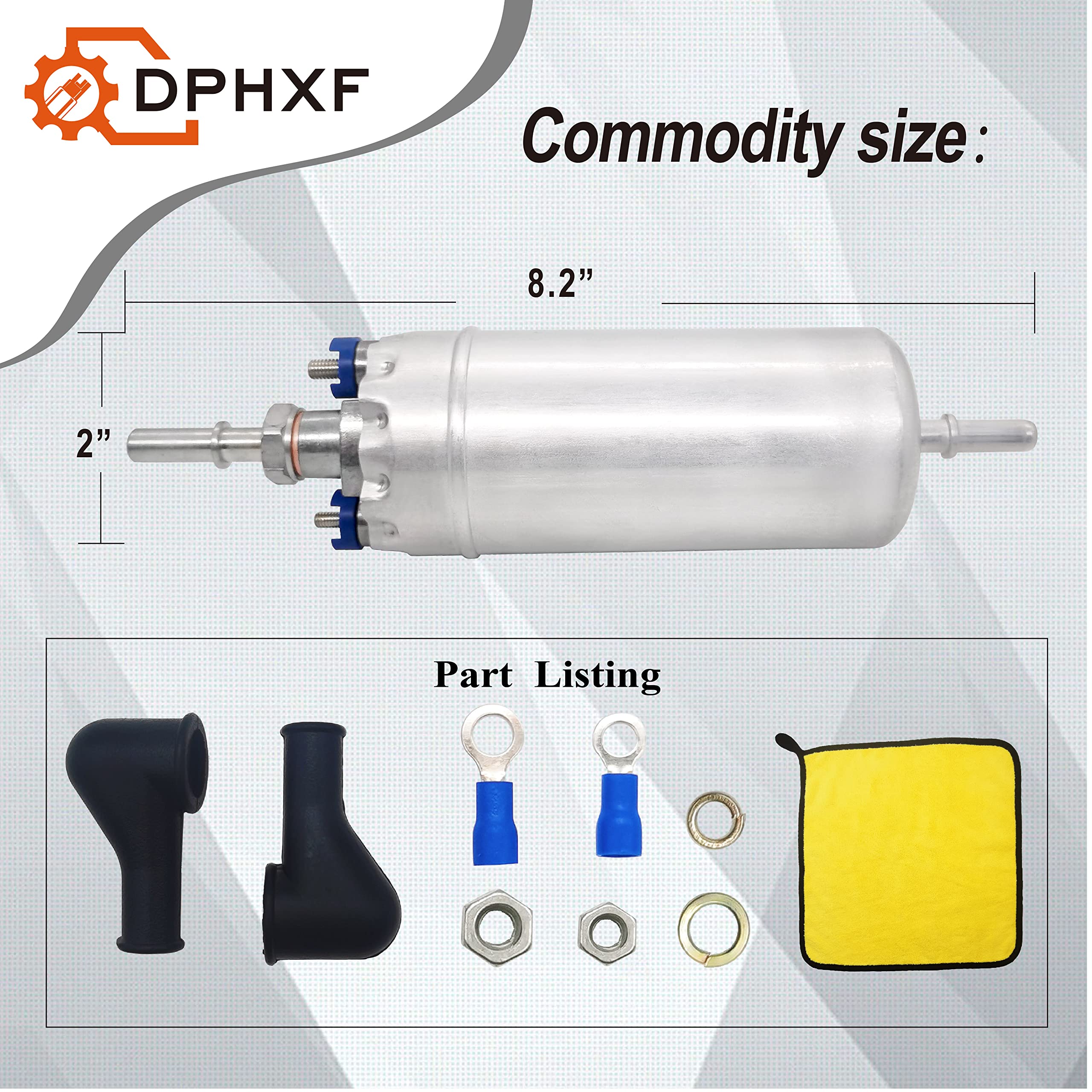 Dphxf 12V Gasoline Inline High Pressure Fuel Pump ,200Lph High Flow 125Psi,16.4 Feet Of Super Suction Power,Universal Replacemen