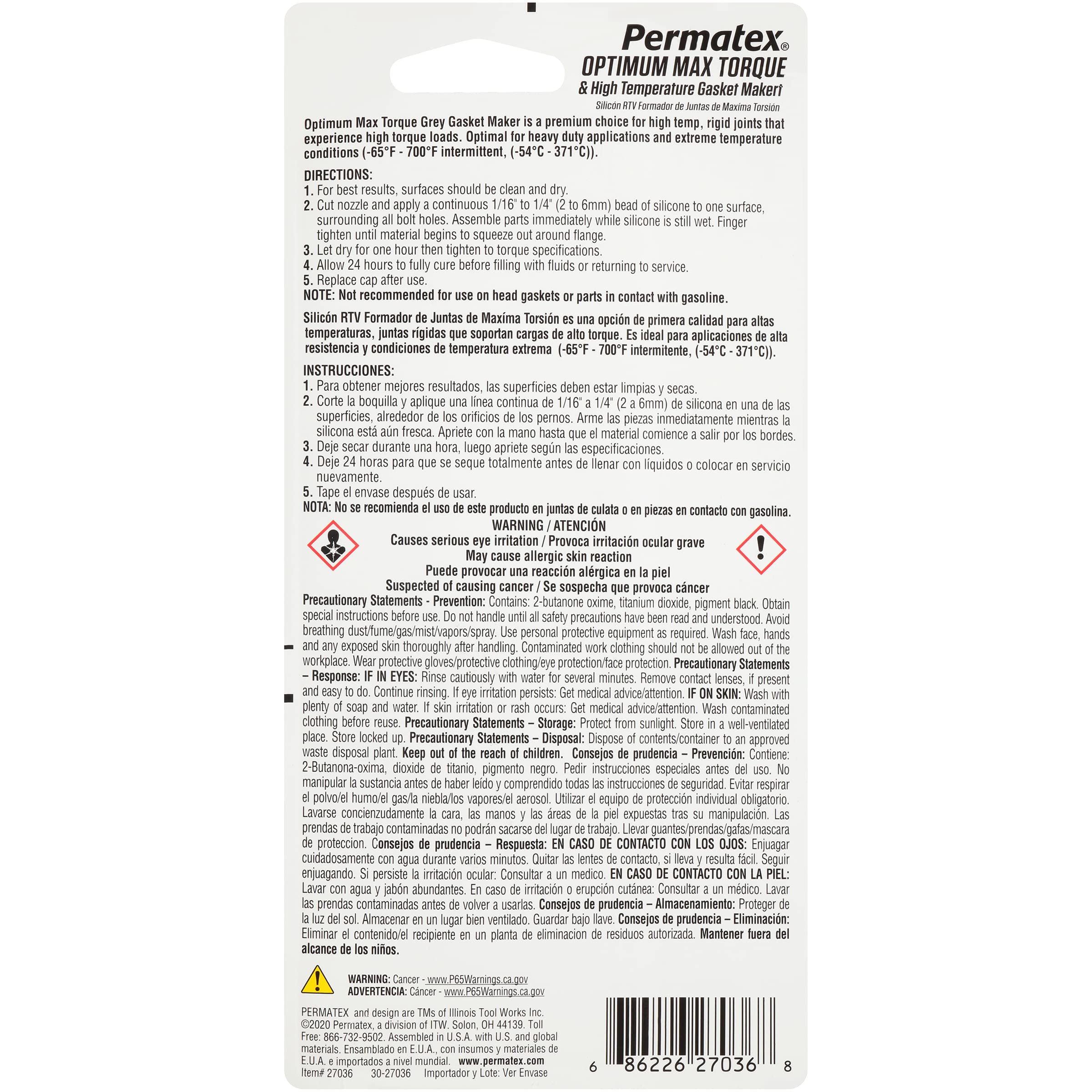 Permatex 27036 Optimum Grey Gasket Maker 3 Oz