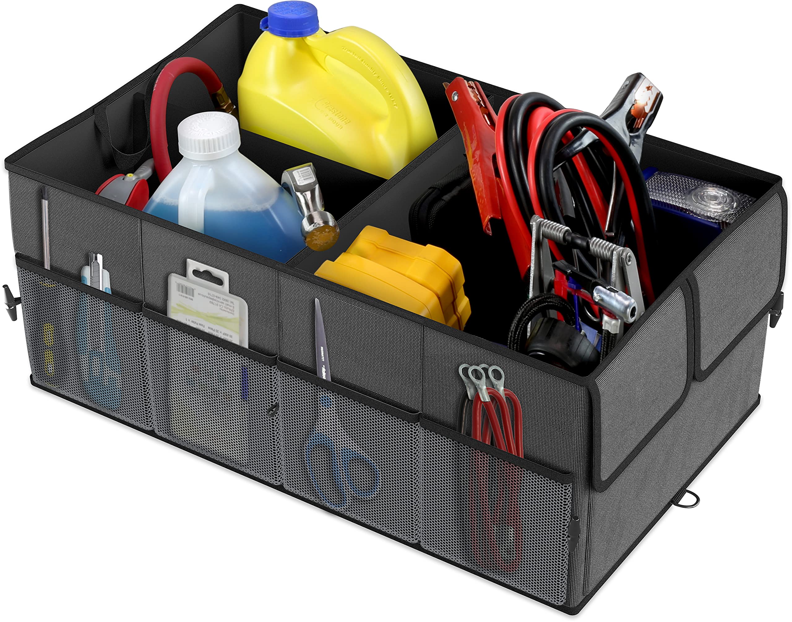 Epauto Foldable Car Trunk Organizer, 3-Compartment With Removable Divider, Dark Gray