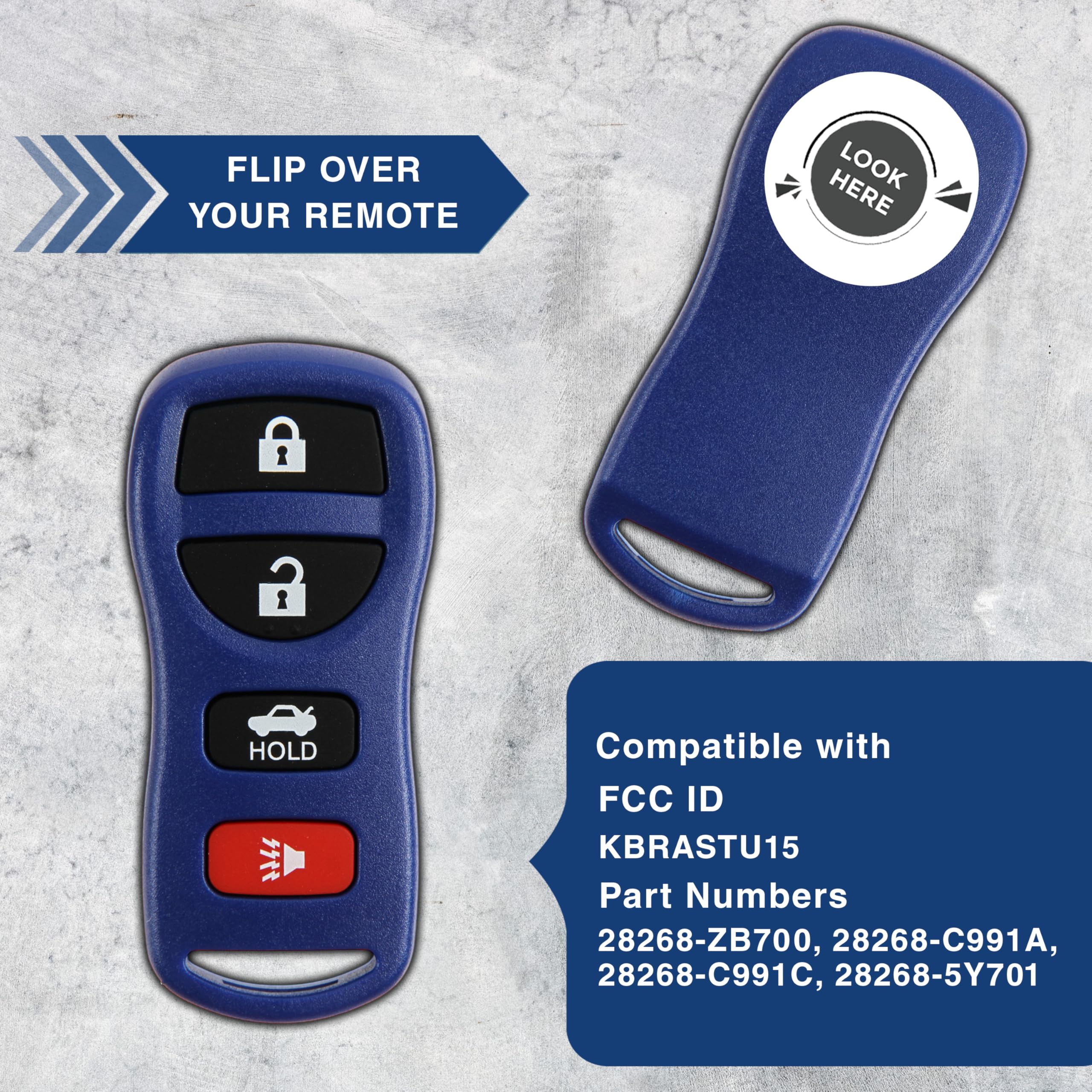 2X Keylessoption Key Fob Replacement For 2002 2003 2004 2005 2006 2007 2008 2009 2010 2011 2012 2013 2014 2015 2016 2017 Nissan Altima Maxima Infiniti Remote, 4-Button Kbrastu15, Self Programming