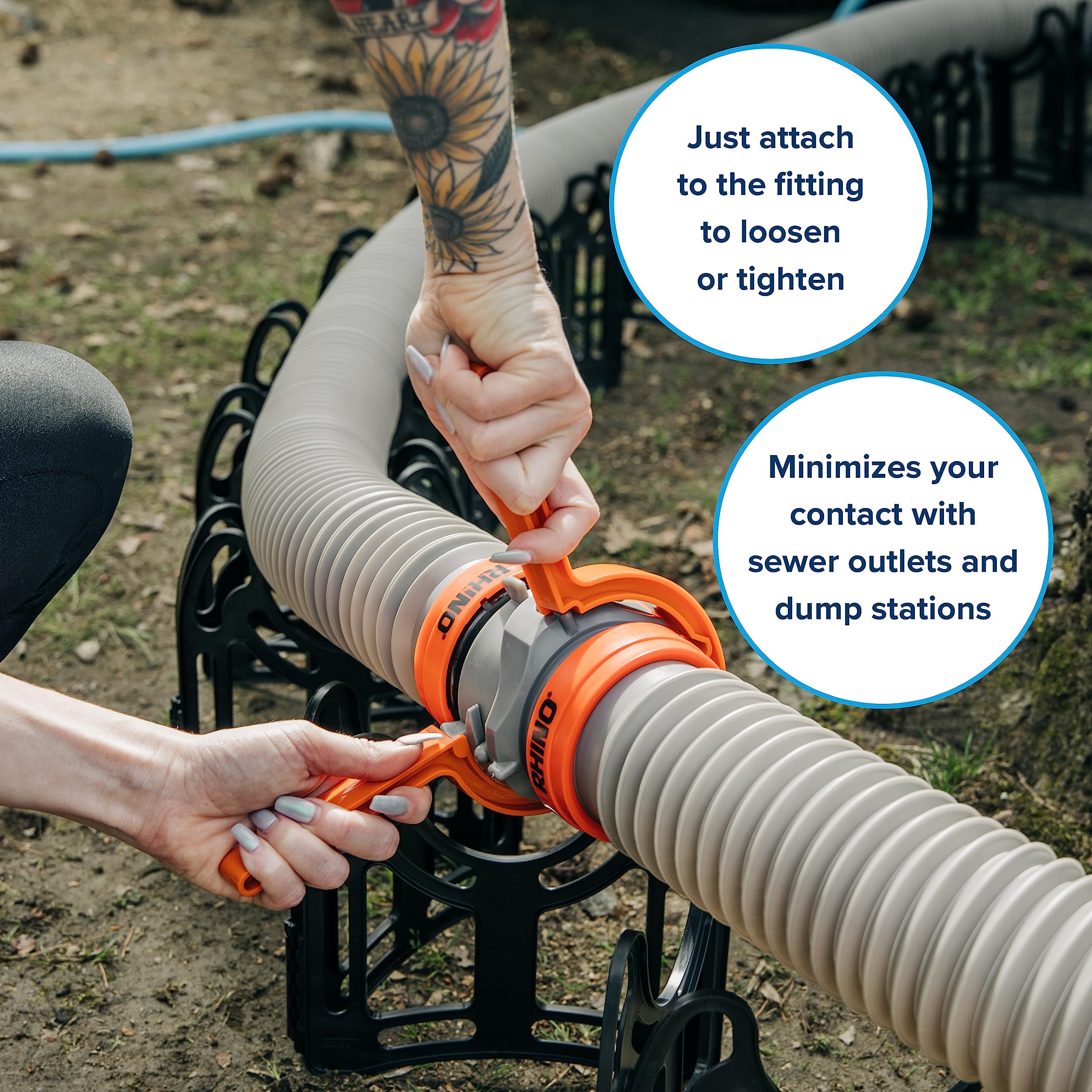 Camco Rhinoflex Rv Sewer Hose Wrenches, 2-Pack, Orange