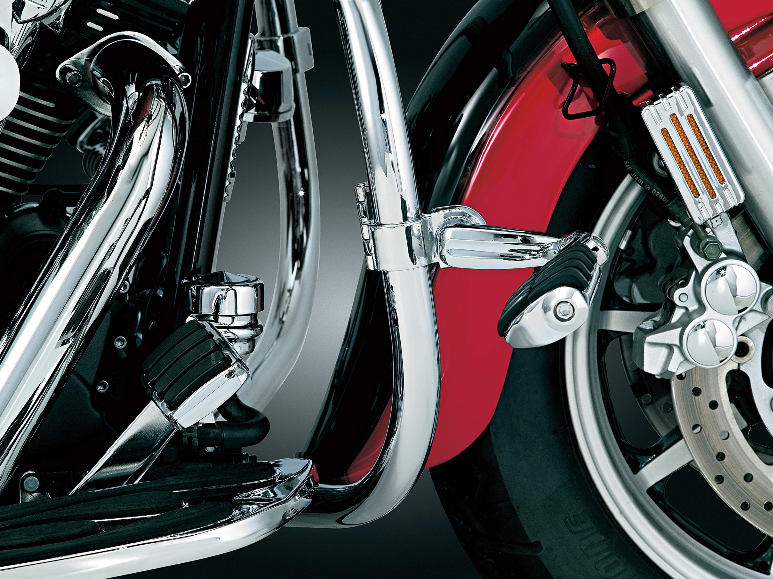 Kuryakyn 4575 Motorcycle Foot Controls: Longhorn Offset Dually Highway Pegs With Magnum Quick Clamps For 1-1/4'' Engine Guards/T