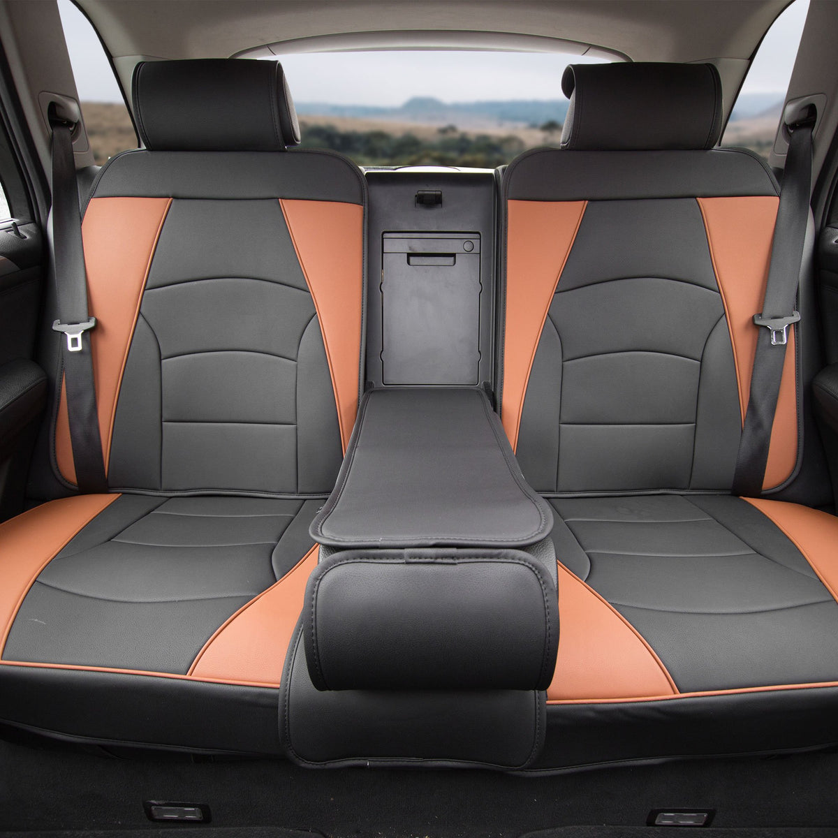 Fh Group Car Seat Cover For Back Seat Faux Leather - Universal Fit, Rear Seat Covers For Cars With Rear Split Bench, Car Seat Cu