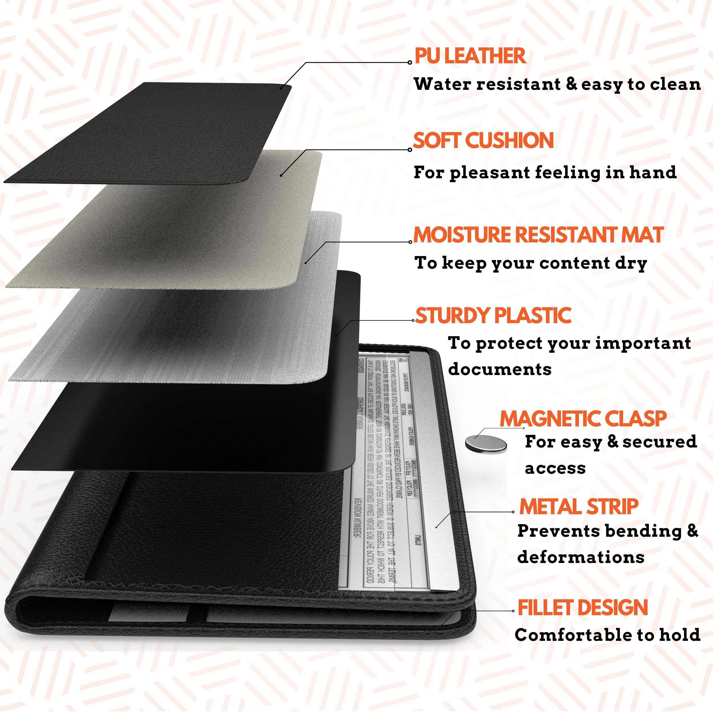 Moto4X Premium Leather With Magnetic Shut Car Registration And Insurance Card Holder, Glove Box Organizer For License, Cards & D