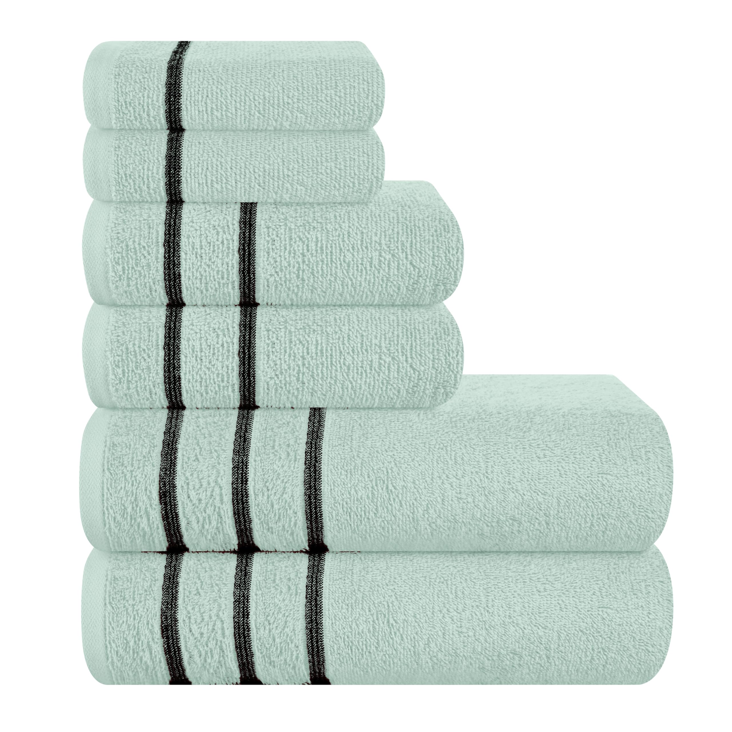 Myown Ultra Soft 6 Pack Cotton Towel Set, Contains 2 Bath Towels 28X55 Inch, 2 Hand Towels 16X24 Inch & 2 Wash Coths 12X12 Inch,