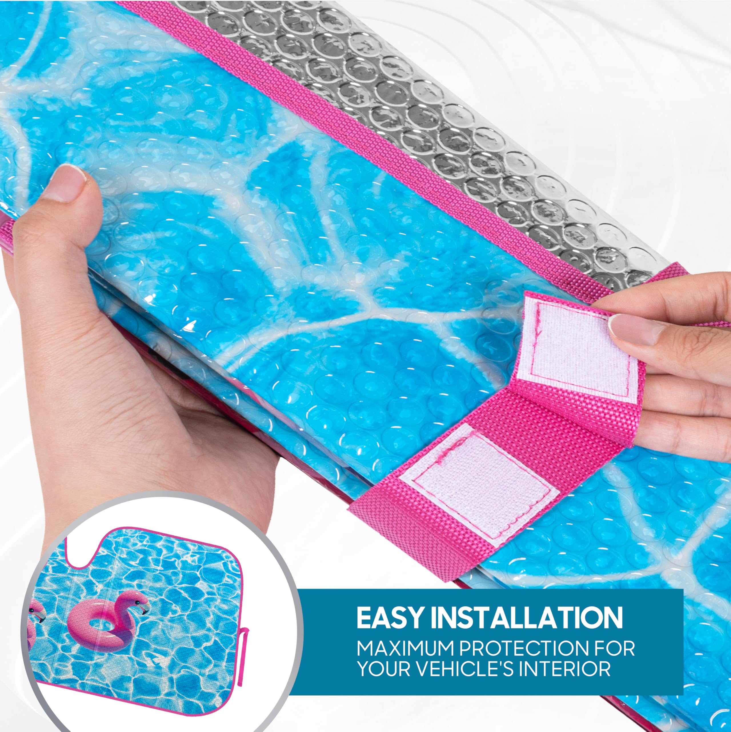 Bdk Pink Flamingo Windshield Sunshade For Car Truck & Suv - Folding Sun Shade For Front Window, Auto Sun Visor Heat Protection,