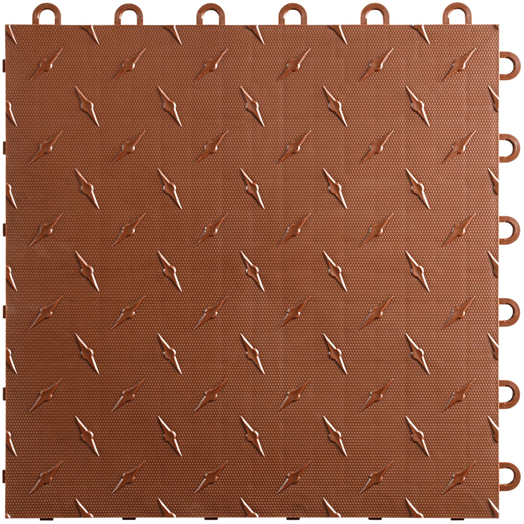 Speedway Garage Floor Diamond Tile, 12 x 12 x 0.5 in, Brown, 50-Piece Set