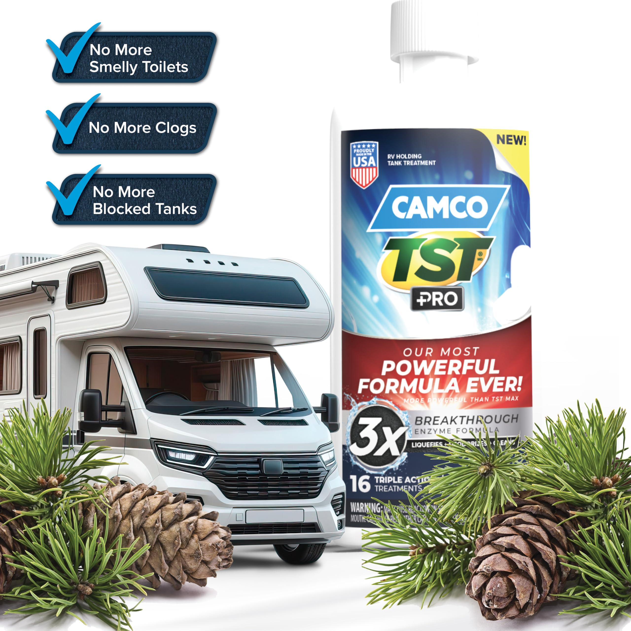 Camco Tst Pro Rv Toilet Treatment - New & Innovative Bio-Enzymatic Formula For Rapid Rv Sewer Break Down - Rv Black Tank Treatme