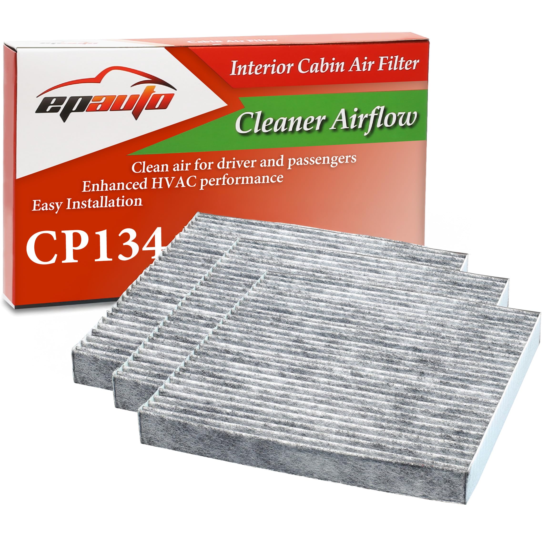 Epauto Cp134 (Cf10134) Premium Cabin Air Filter Includes Activated Carbon - 3 Pack