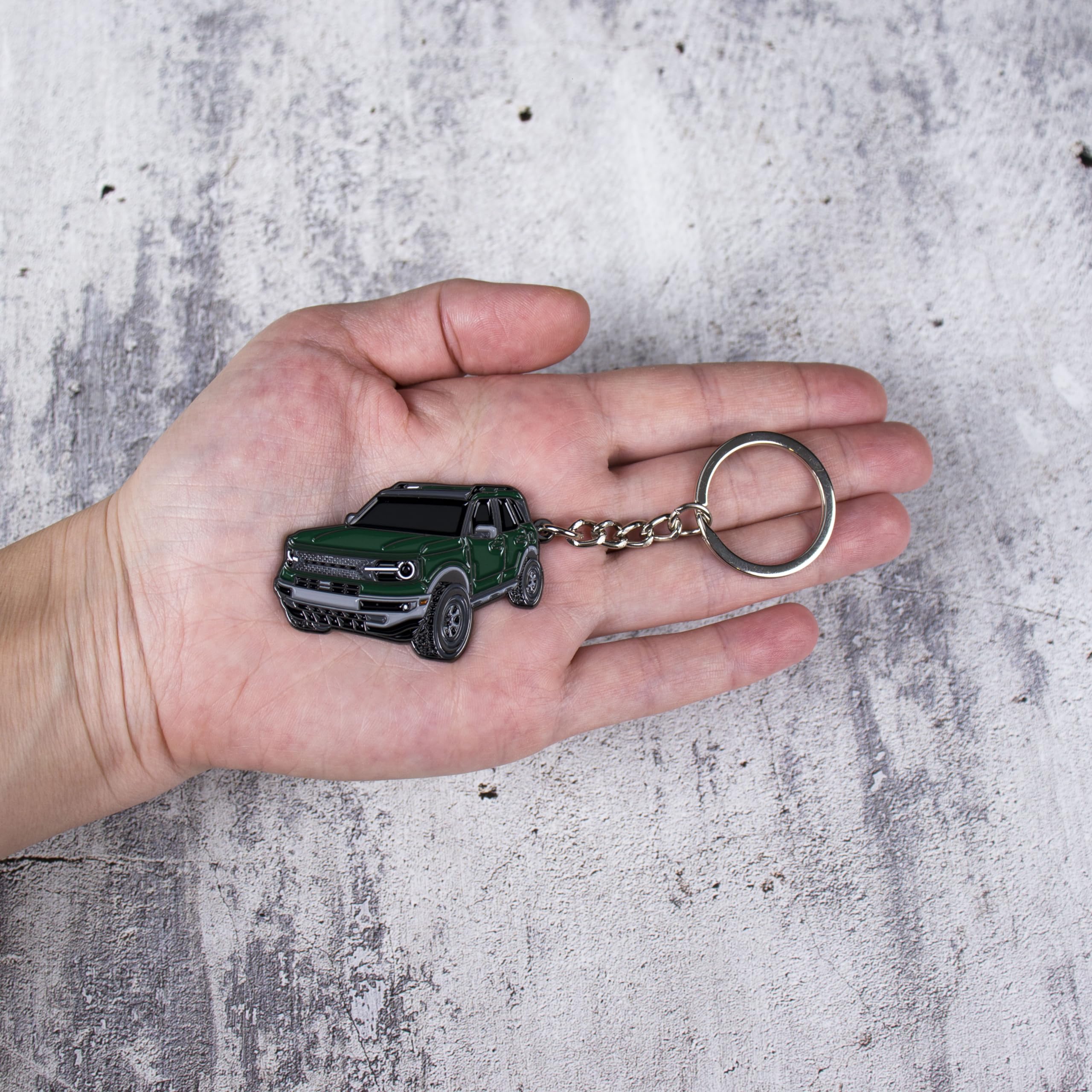 Four Wheel Beast Bronco Sport Keychain Compatible With Ford Bronco Accessories 2023 2024 4 Door Key Chain Fob Gift (Green)