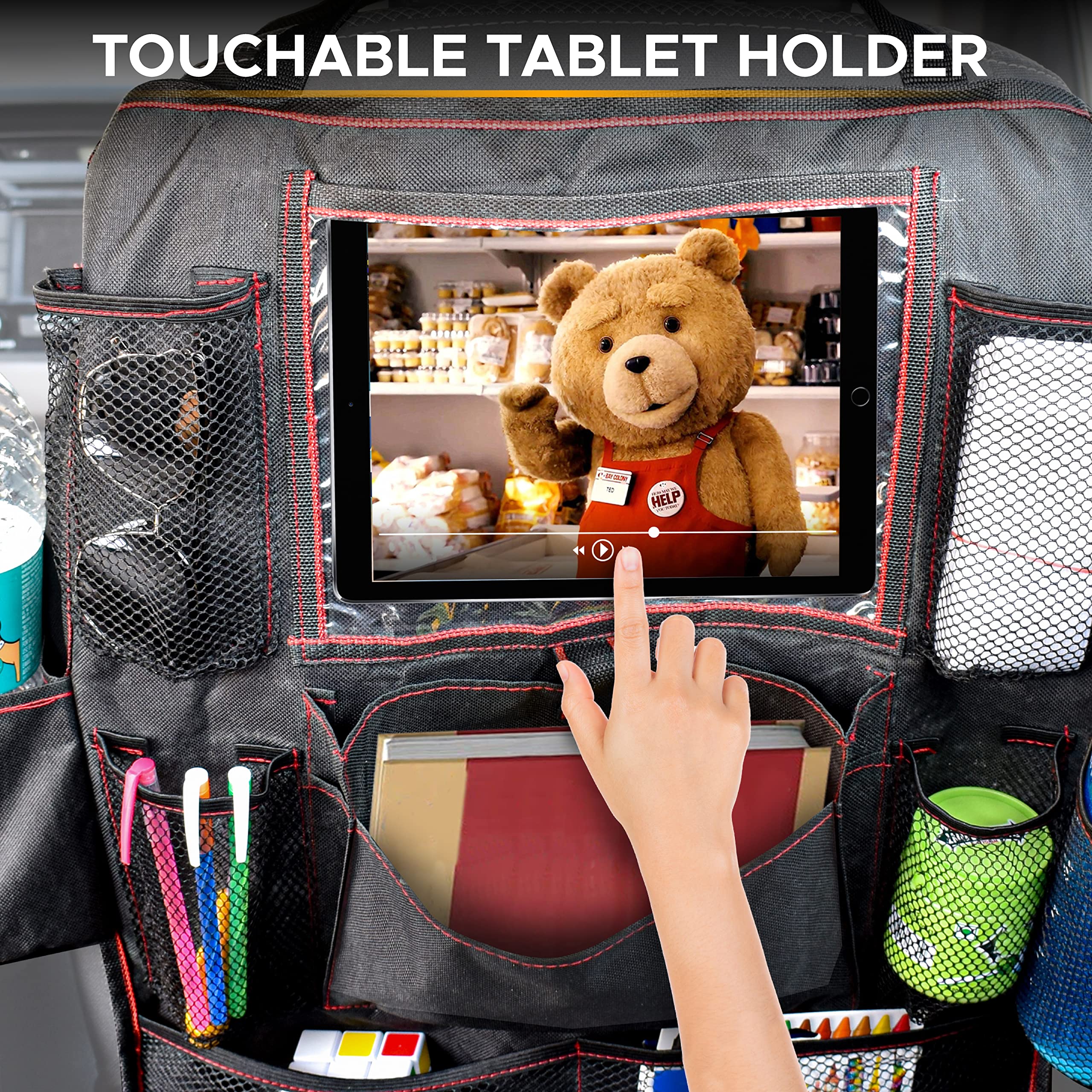 Econour Backseat Car Organizer (2 Pack), Heavy Duty Waterproof Stain Resistant Kick Mats Back Seat Protector For Kids | Multiple