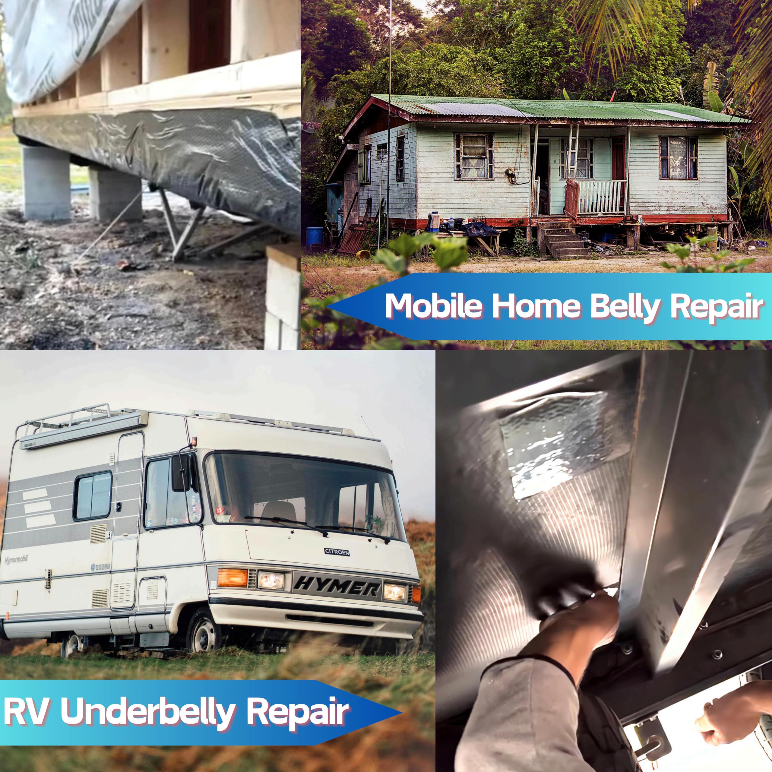 CHUANGSEED RV Underbelly Tape Flexible Waterproof Fabric Repair Tape, Thick Sealing Patch for Mobile Home Belly, Camper, Travel