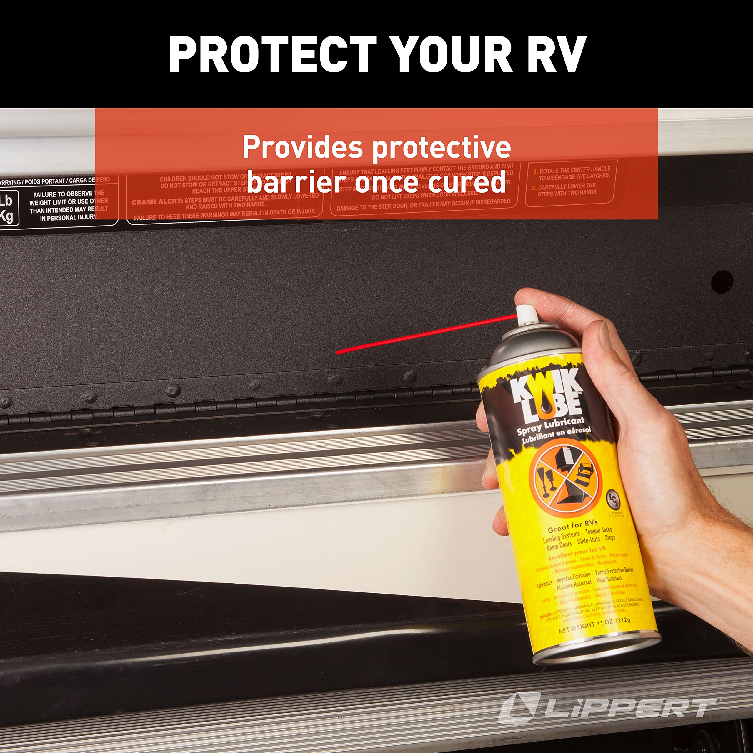 Kwikee KwikLube 11 oz. Can, Aerosol Grease Formula for RV Steps, Jacks, and Slides, Heat Resistant, Moisture Barrier, Protects A