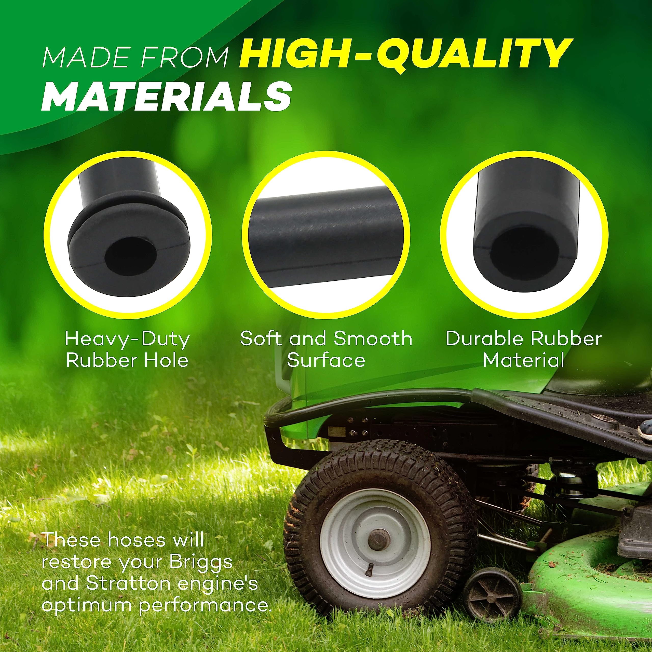 (2-Pack) Calvana 596163 Rubber Vacuum Hose, 3'' Tractor Vacuum Pump Hoses, Compatible With Briggs & Stratton, John Deere Lawnmow