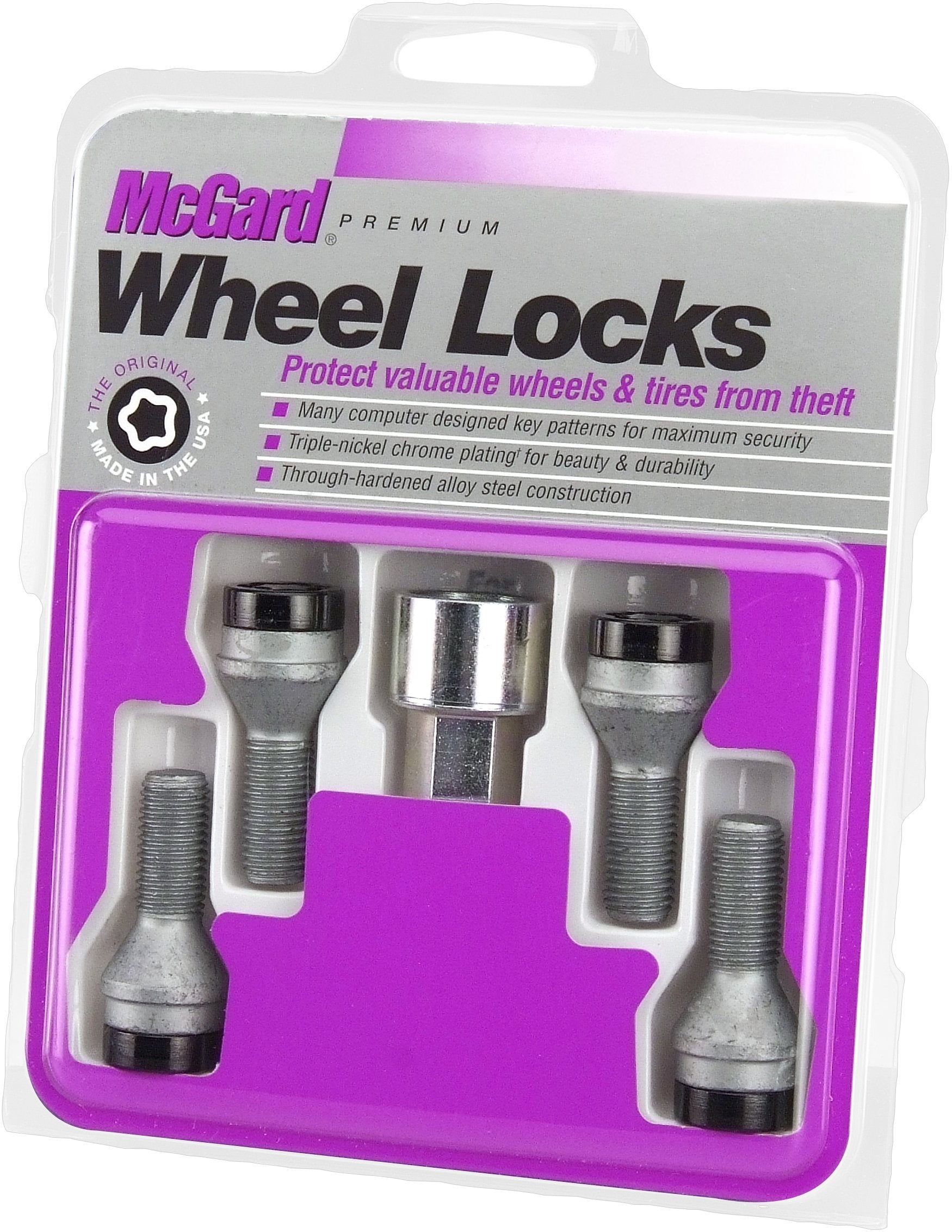 Mcgard 27178 Chrome Bolt Style Cone Seat Wheel Locks (M12 X 1.5 Thread Size) Set Of 4, Black