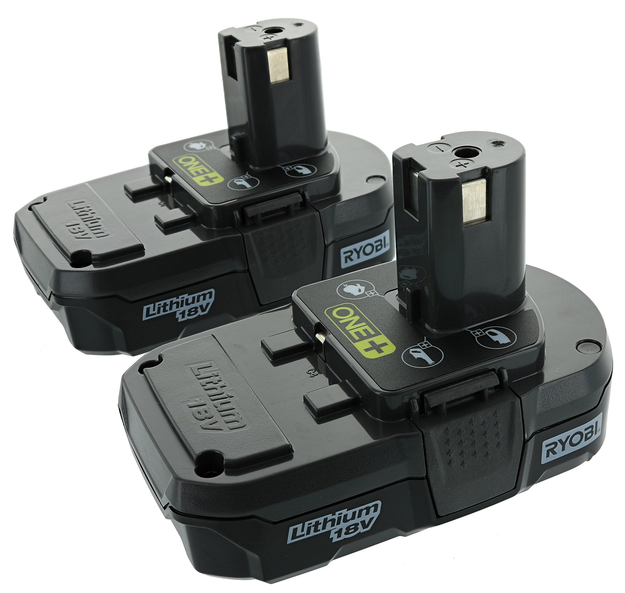 Ryobi P102 18V One+ Compact Lithium Ion Battery, 2 Pack