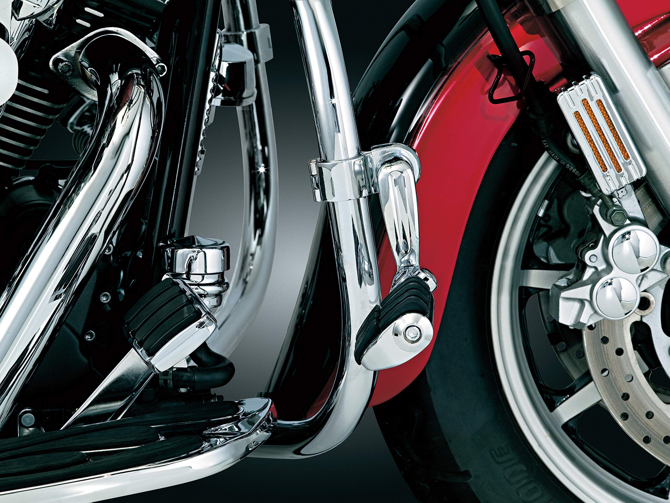 Kuryakyn 4575 Motorcycle Foot Controls: Longhorn Offset Dually Highway Pegs With Magnum Quick Clamps For 1-1/4'' Engine Guards/T