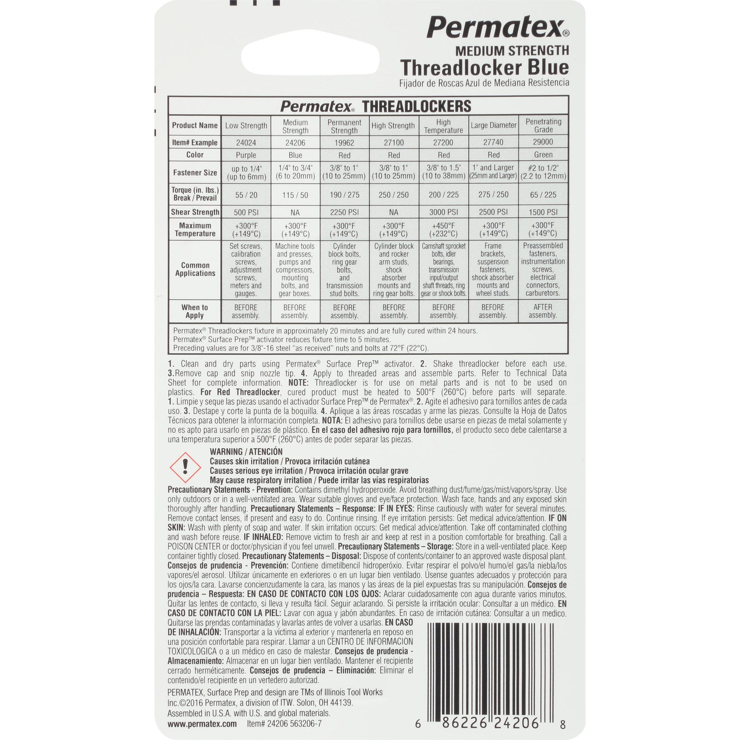 Itw Global Brands Permatex 24206 2.5 ml Blue Medium Strength Threadlocker