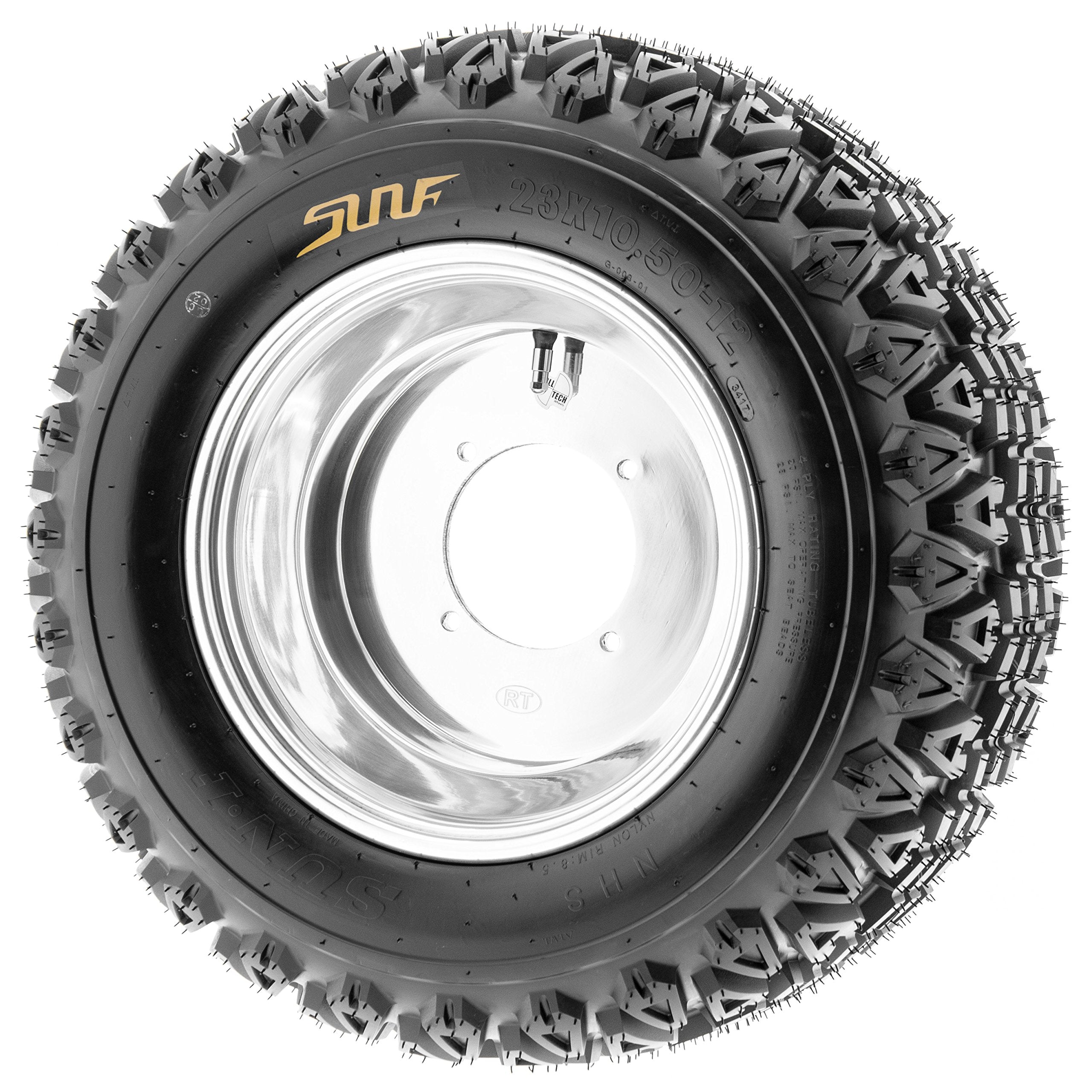 Set Of 4 Sunf G003 All-Terrain 25X10-12 Front & 25X10-12 Rear Atv Utv Golf-Cart Turf Trail Tires, 4 Ply, Rim(S) Not Included