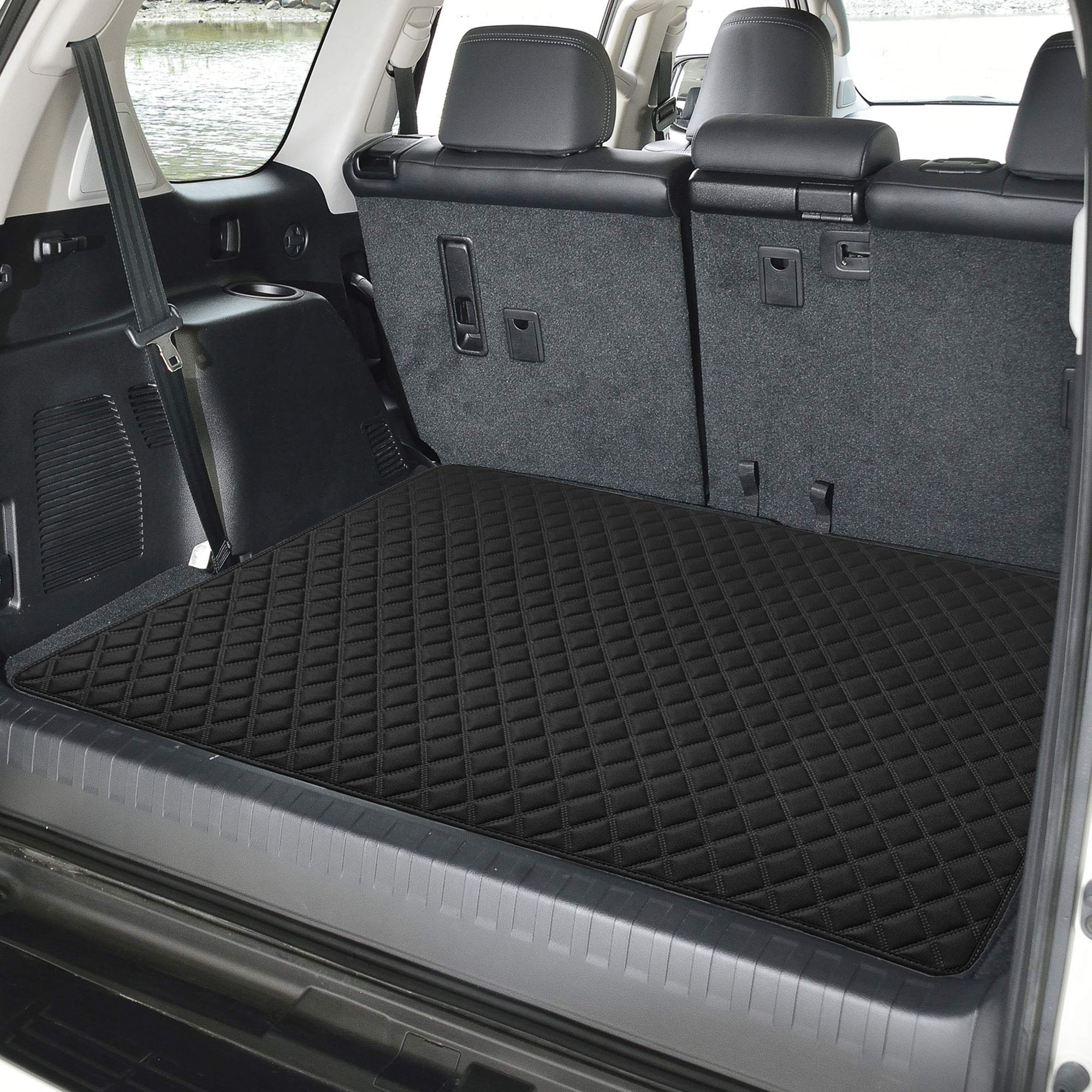 Fh Group Deluxe Faux Leather Diamond Pattern Cargo Liner 32'' Inches - Universal Fir For Cars, Trucks, & Suvs (Black) F16501