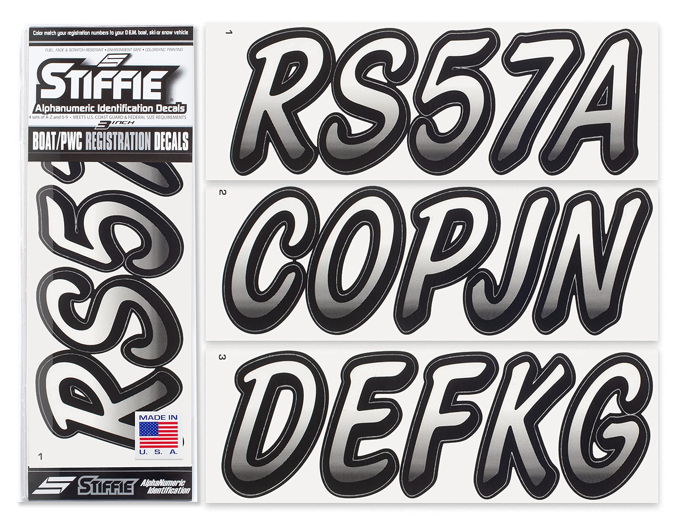 Stiffie WHIPLINE 3'' Alpha-Numeric Registration Identification Numbers Stickers Decals for Boats & Personal Watercraft (Transpar