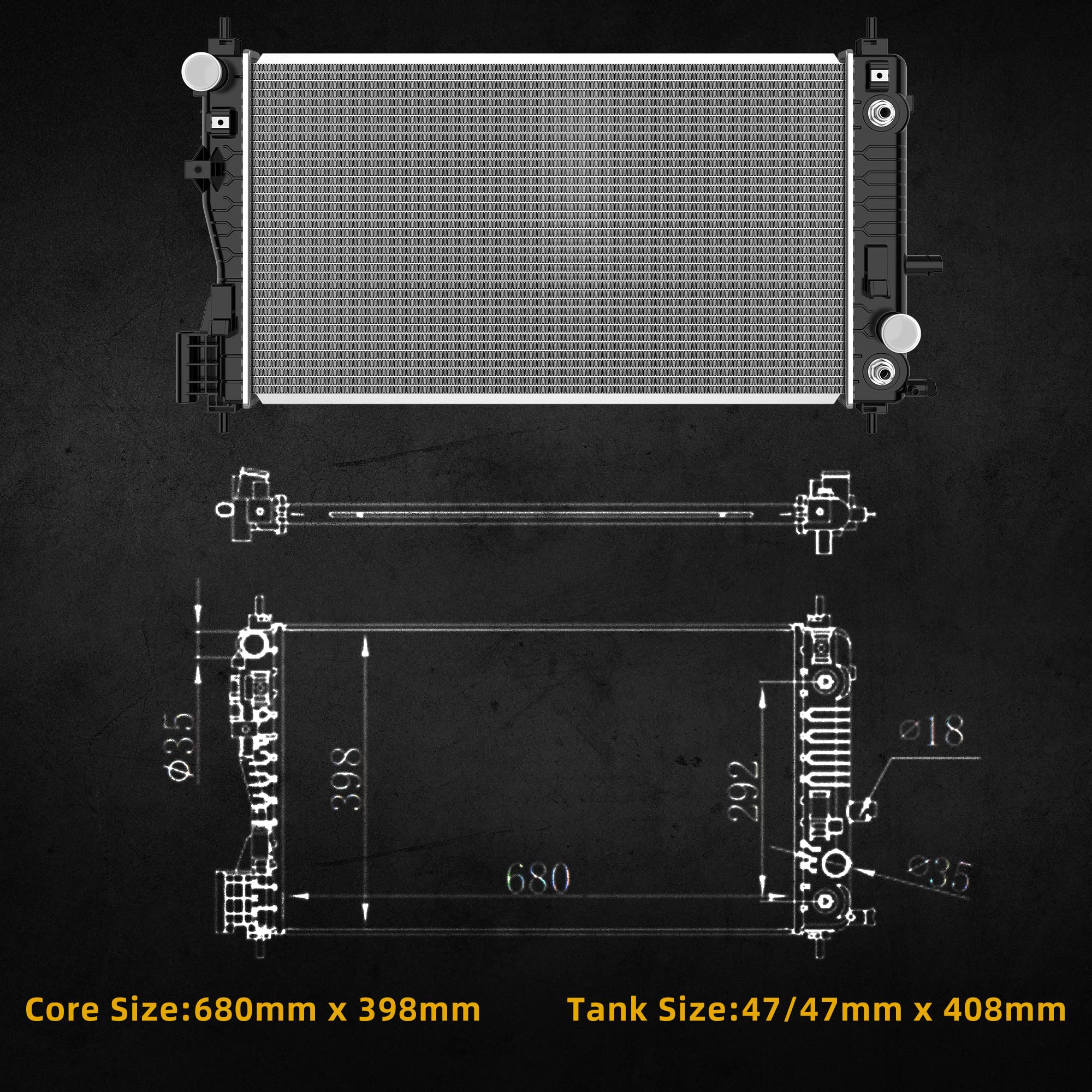 Dwvo Radiator Complete Radiator Compatible With 2013-2015 Chevy Malibu 2016 Malibu Limited 2016-2018 Impala Ls Lt Ltz L4 2.5L
