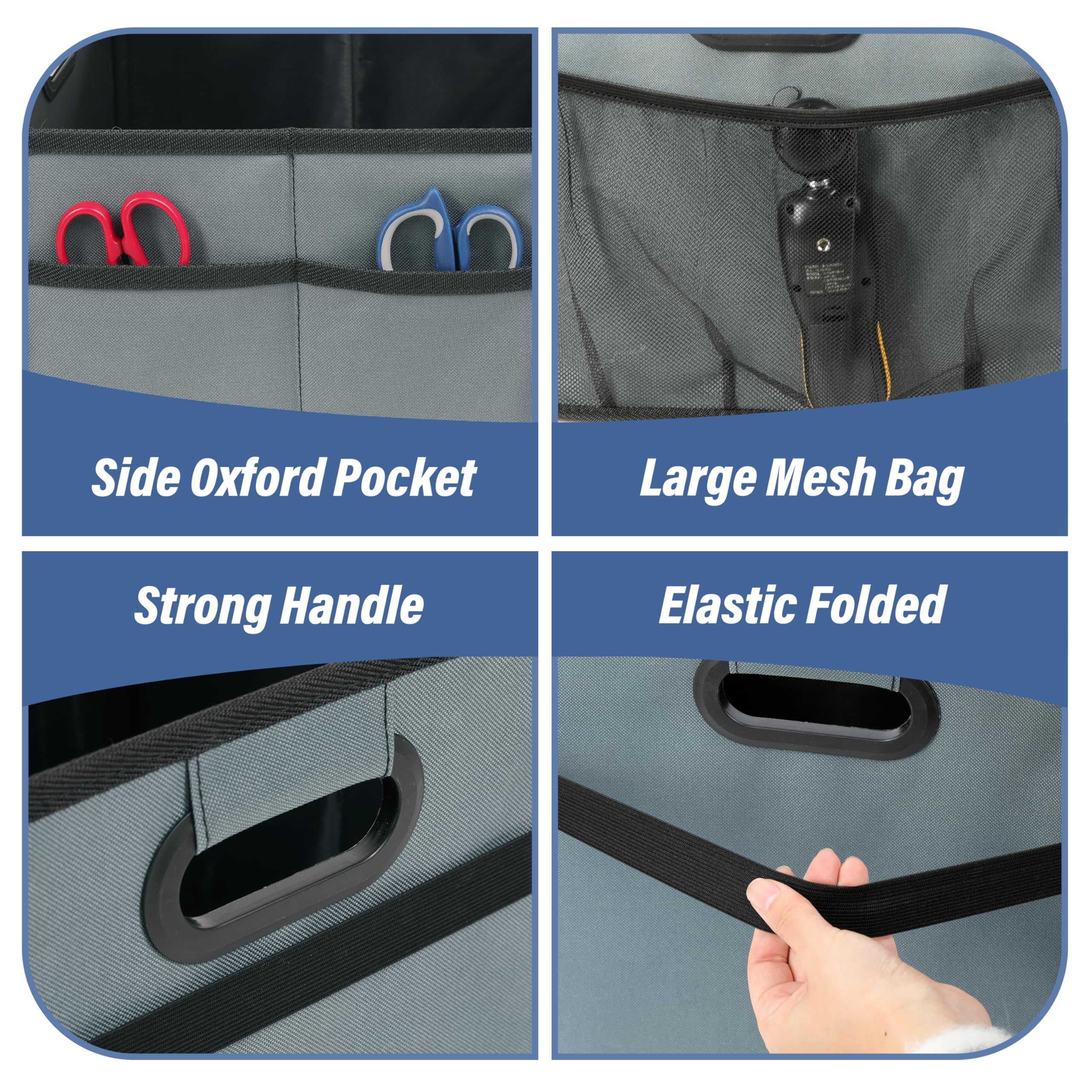 Simple Deluxe Car Trunk Organizer For Suv, Collapsible 2 Compartment 50L Automotive Storage Box With 5 Pocket, 600D Waterproof O