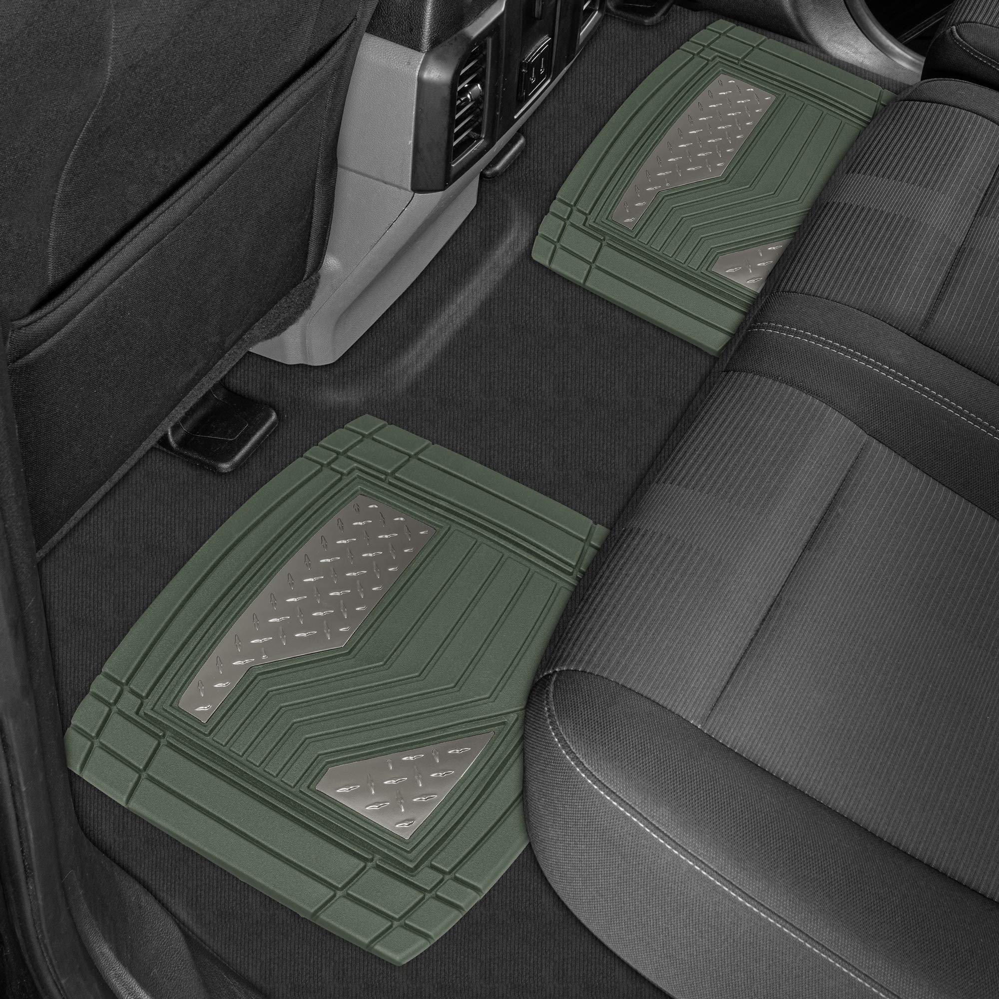CAT DiamondShield Rubber Floor Mats for Cars, Trucks, SUVs - All Weather Protection Front & Rear Set, Heel Pad & Anti-Slip Backi