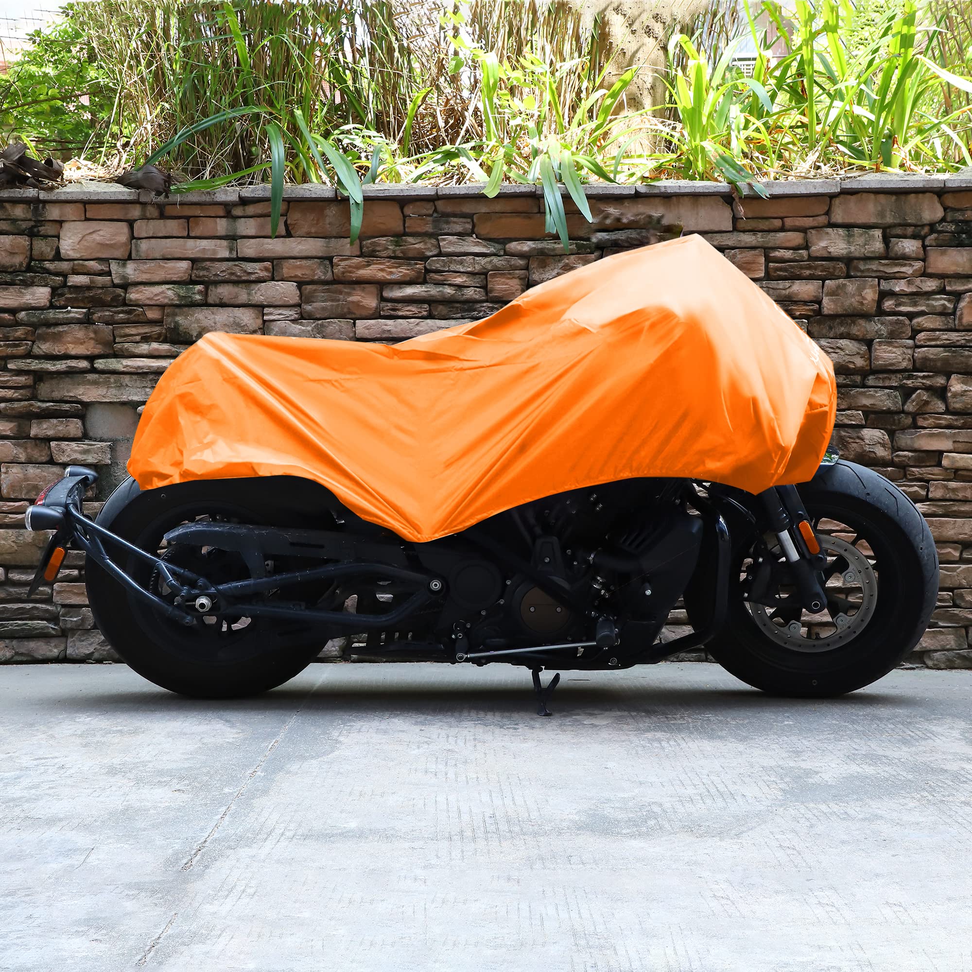 X Autohaux Motorcycle Cover Lightweight Half Cover Outdoor Waterproof Rain Dust Protector Orange M Size For Most Full Dress Tour