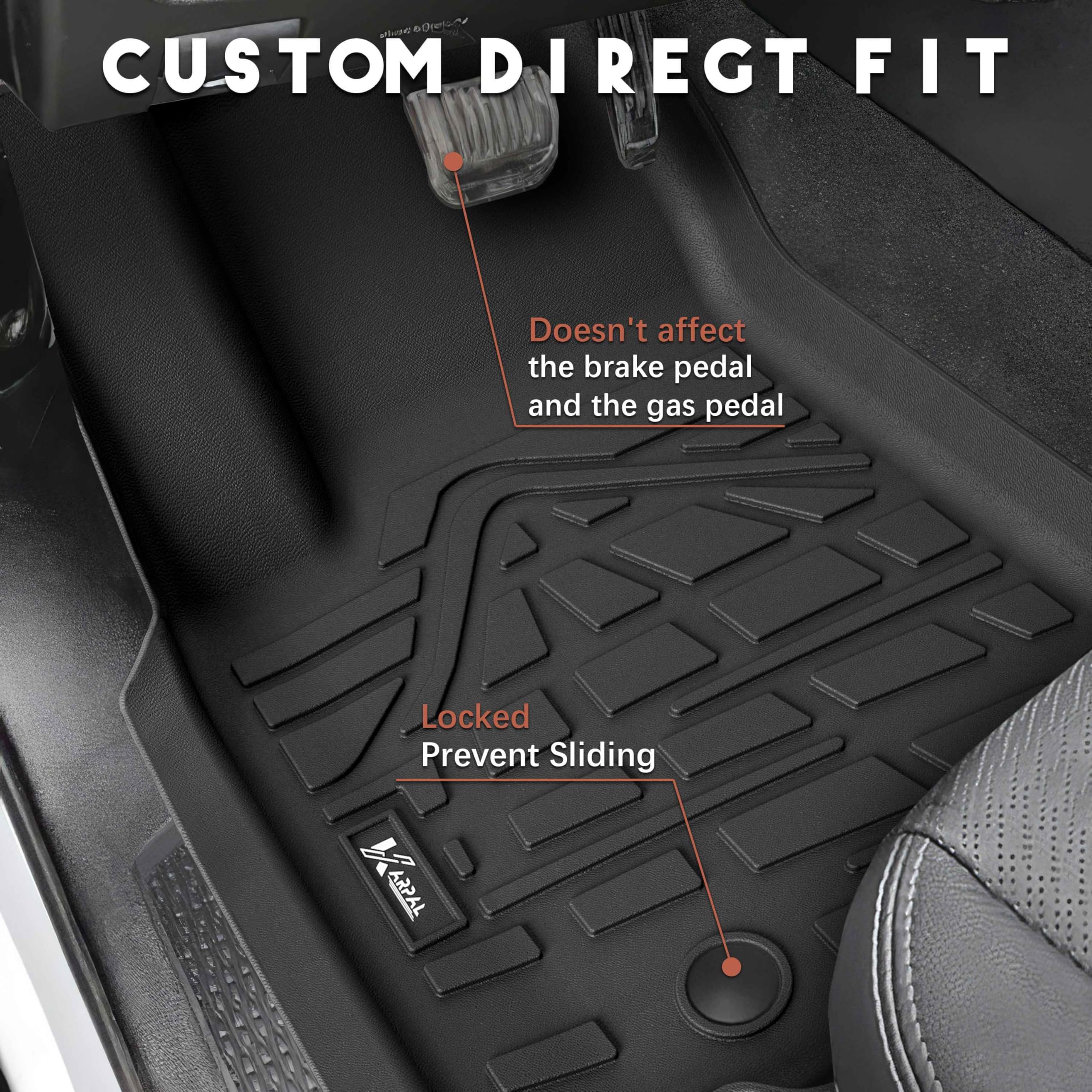 Karpal Floor Mats Fit Toyota Highlander 7 Seats 2024-2020 (Without Subwoofer), All Weather Custom Fit Tpe Floor Liners, 1St 2Nd