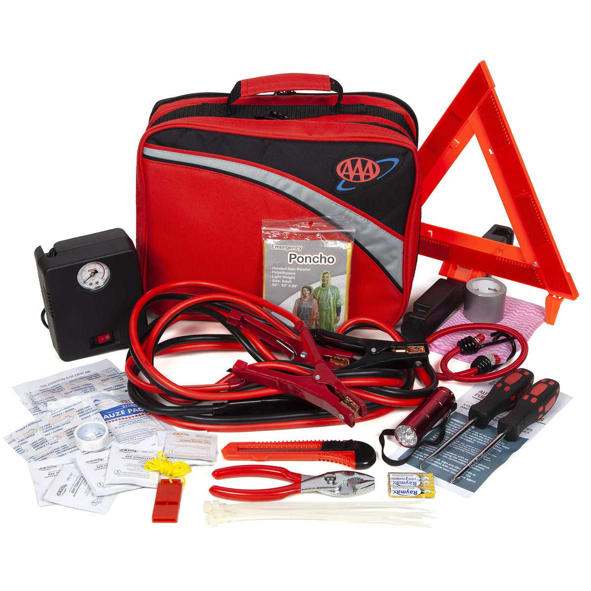 Lifeline 4388Aaa Excursion Road, 76-Piece Car Air Compressor, Jumper Cables, Flashlight And First Aid Kit