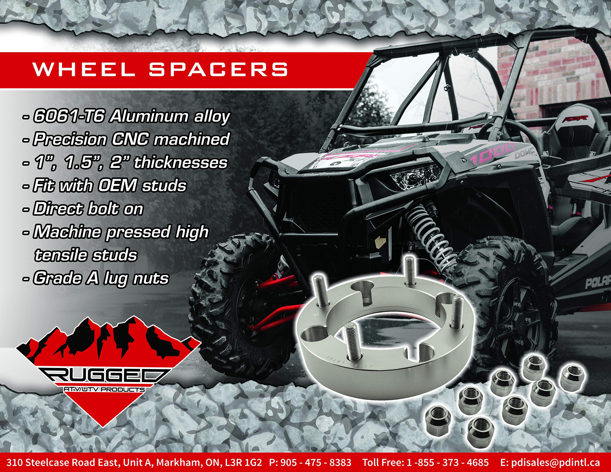 Rugged Front/Rear Wheel Spacer For Polaris Sportsman 90/110/300/400/400/450/500/550/570/800/850/1000/Ace/Forest 500/550/800/850, Machine Pressed High Tensile Studs (See Fitment Details In Description)