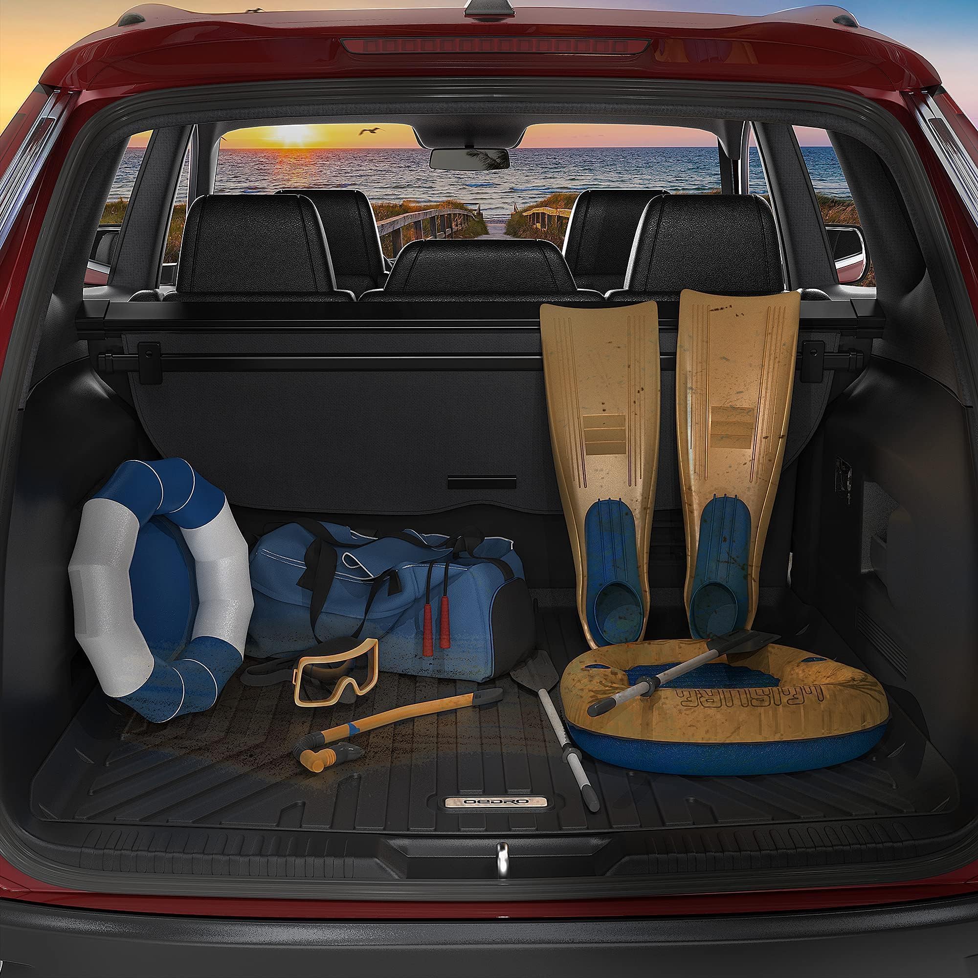 Oedro Cargo Trunk Liners Fit For 2017-2025 Chrysler Pacifica, All Weather Custom Fit Cargo Mat Behind 3Rd Row