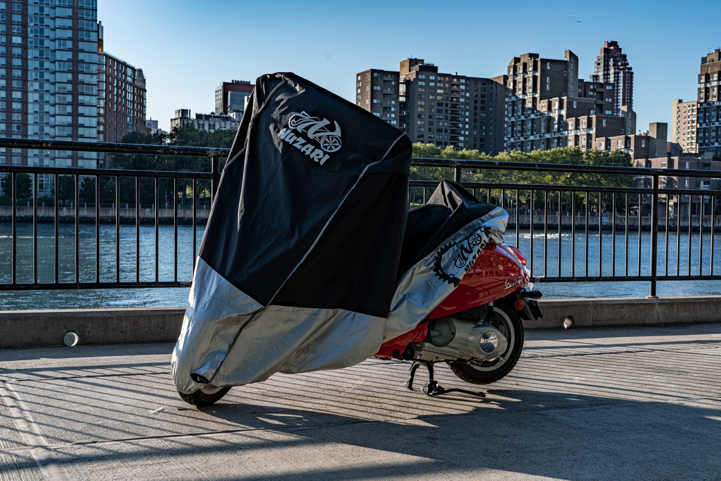 Nuzari Heavy Duty Small 250cc Motorcycle Cover - Motorcycle Covers Waterproof Outdoor Storage - Vespa Cover Waterproof Outdoor -