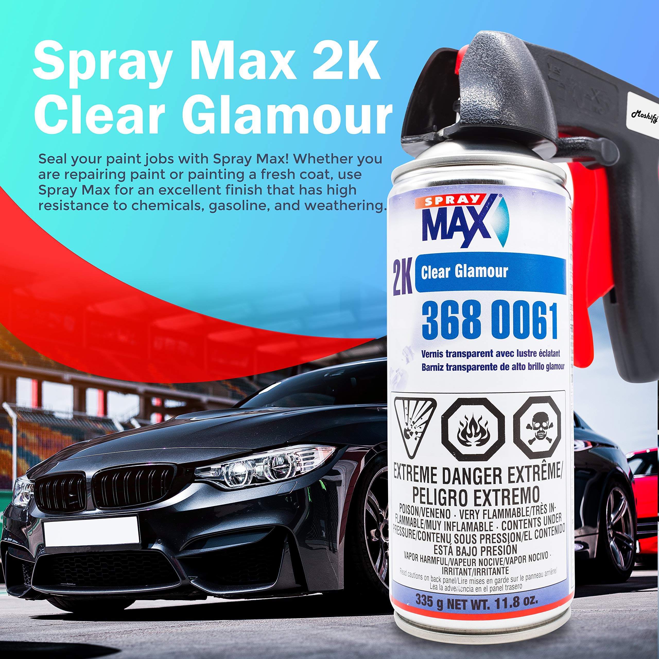 Moshify Spraymax 2K Clear Coat Aerosol Spray Can - High Gloss For Automotive Car Repair And New Paint Jobs - Two Stage Clear Coa