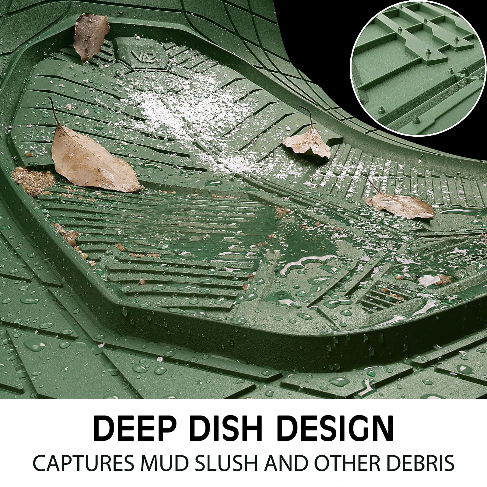 Car Pass Heavy Duty Rubber Car Mats With Cargo Liner, Deep-Dish Car Floor Mats And Trunk Mat All Weather, Universal Trim-To-Fit