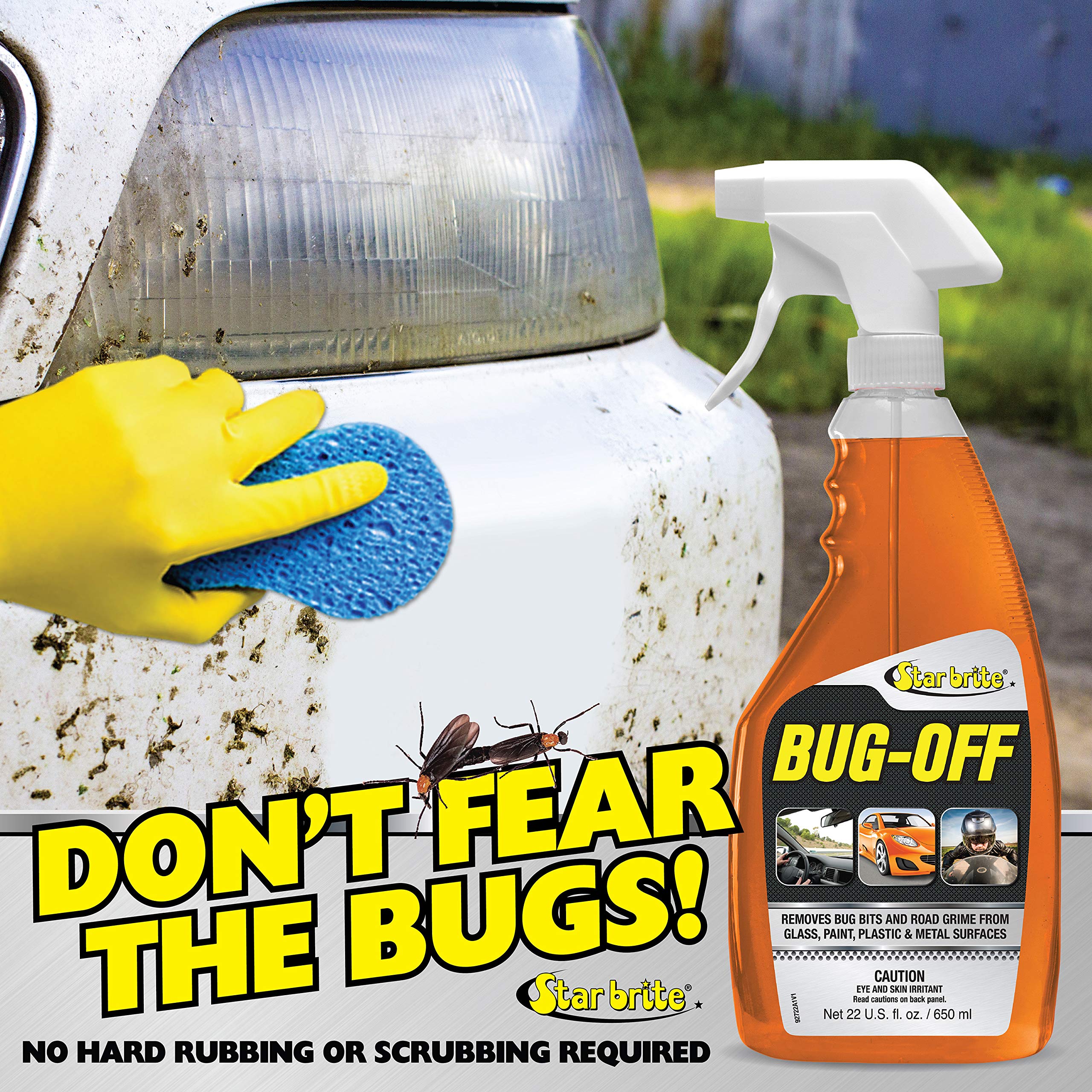 STAR BRITE Bug Off - Premium Automotive Dead Insect Residue Cleaner - Quick & Easy Bug Bit and Tar Remover for Cars - 22 OZ Spray (092722)