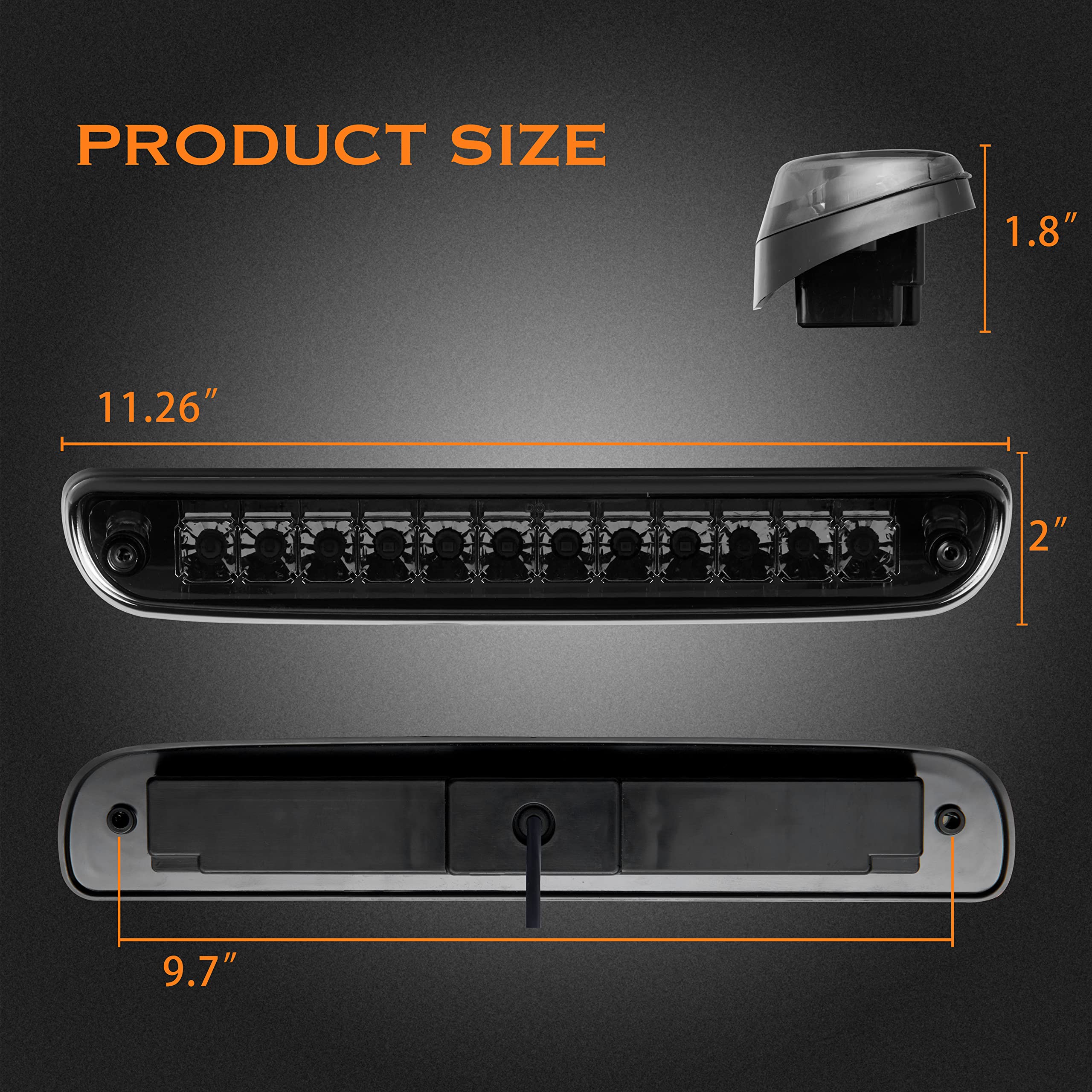 Cxdar Third 3Rd Brake Light Led For 1999-2016 Ford F250 F350 F450 F550 Super Duty, High Mount Rear Brake Lights Assembly For 99-16 F-250 F-350 F-450 F-550, 1993-2011 Ranger Center Cab Cargo Stop Light