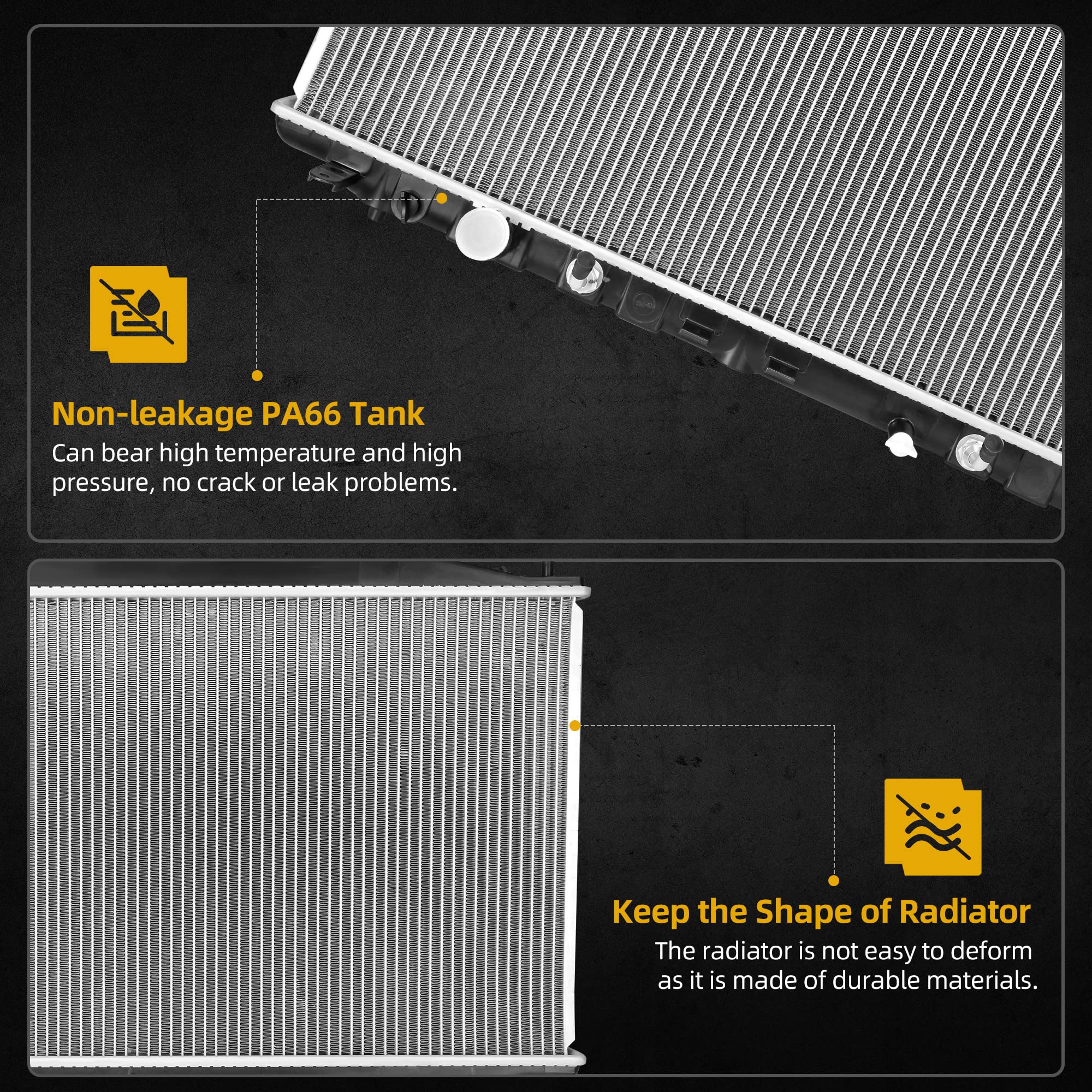 Dwvo Radiator Complete Radiator Compatible With 2008-2012 Accord 2012-2015 Crosstour 2.4L L4 Aluminum Radiator, Eng K24Z2/Z2-3/Z