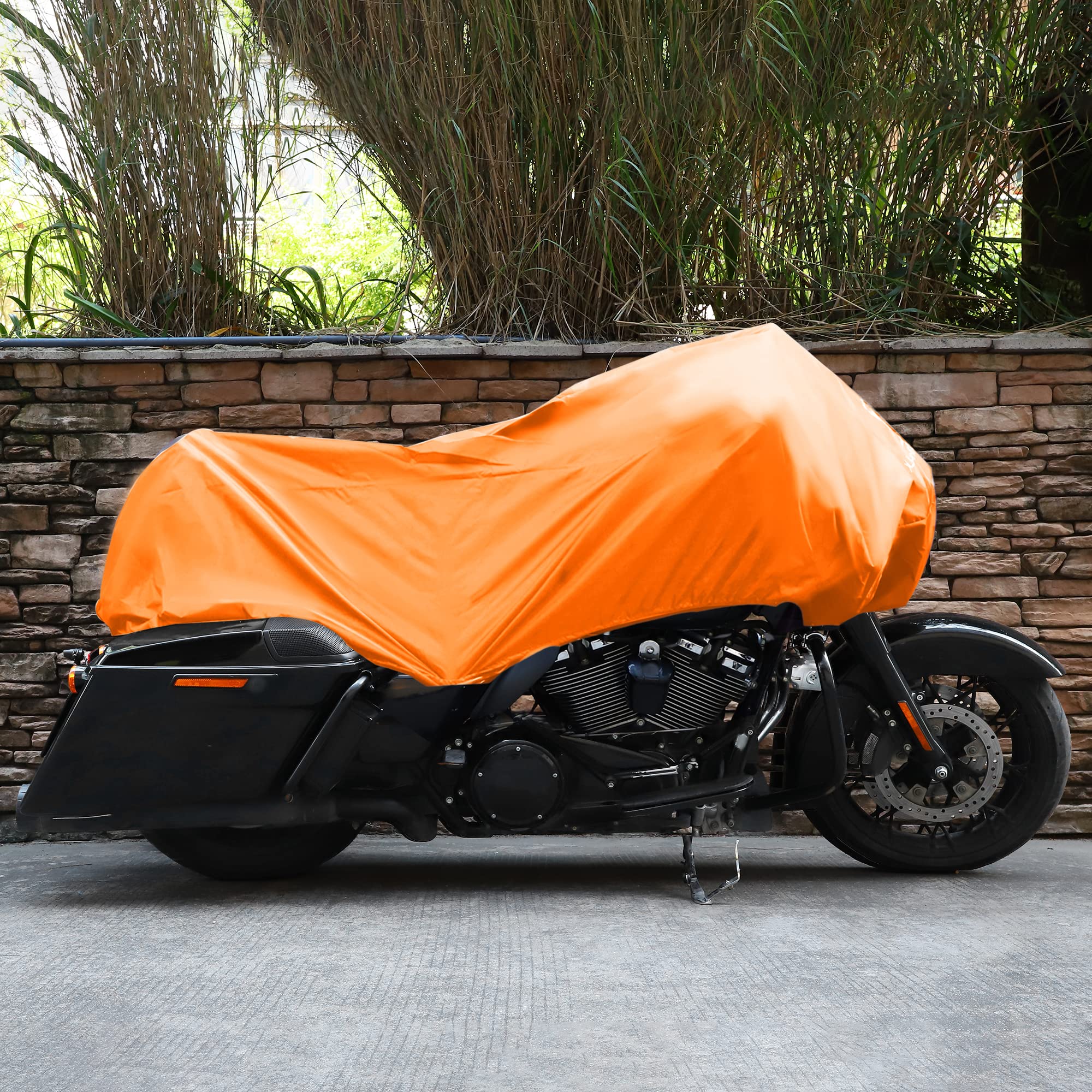 X Autohaux Motorcycle Cover Lightweight Half Cover Outdoor Waterproof Rain Dust Protector Orange Xl Size For Most Full Dress Tou
