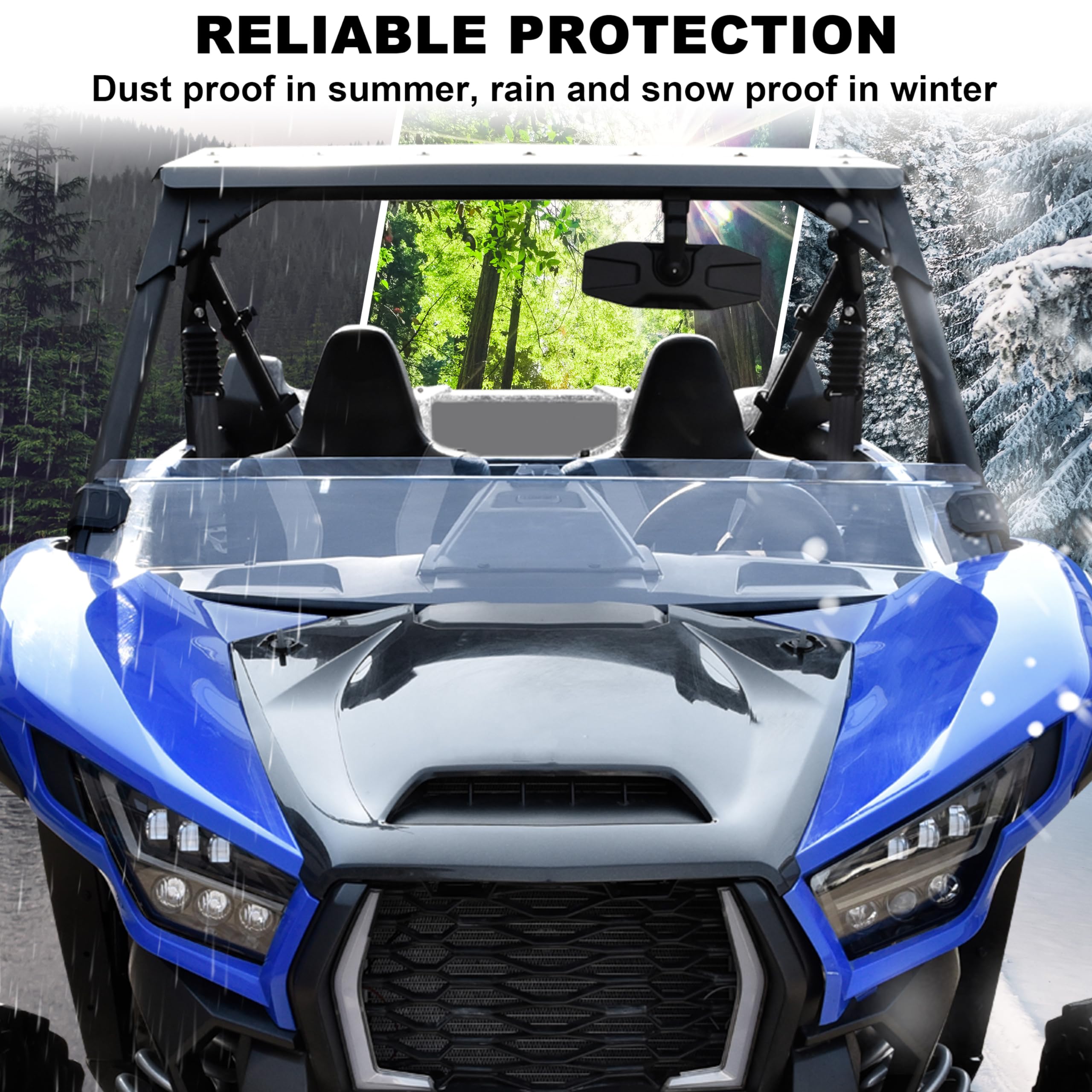SAUTVS Front Half Windshield for Kawasaki Teryx KRX 1000, Clear Lightly Dustproof Durable Half Windscreen for Kawasaki Teryx KRX