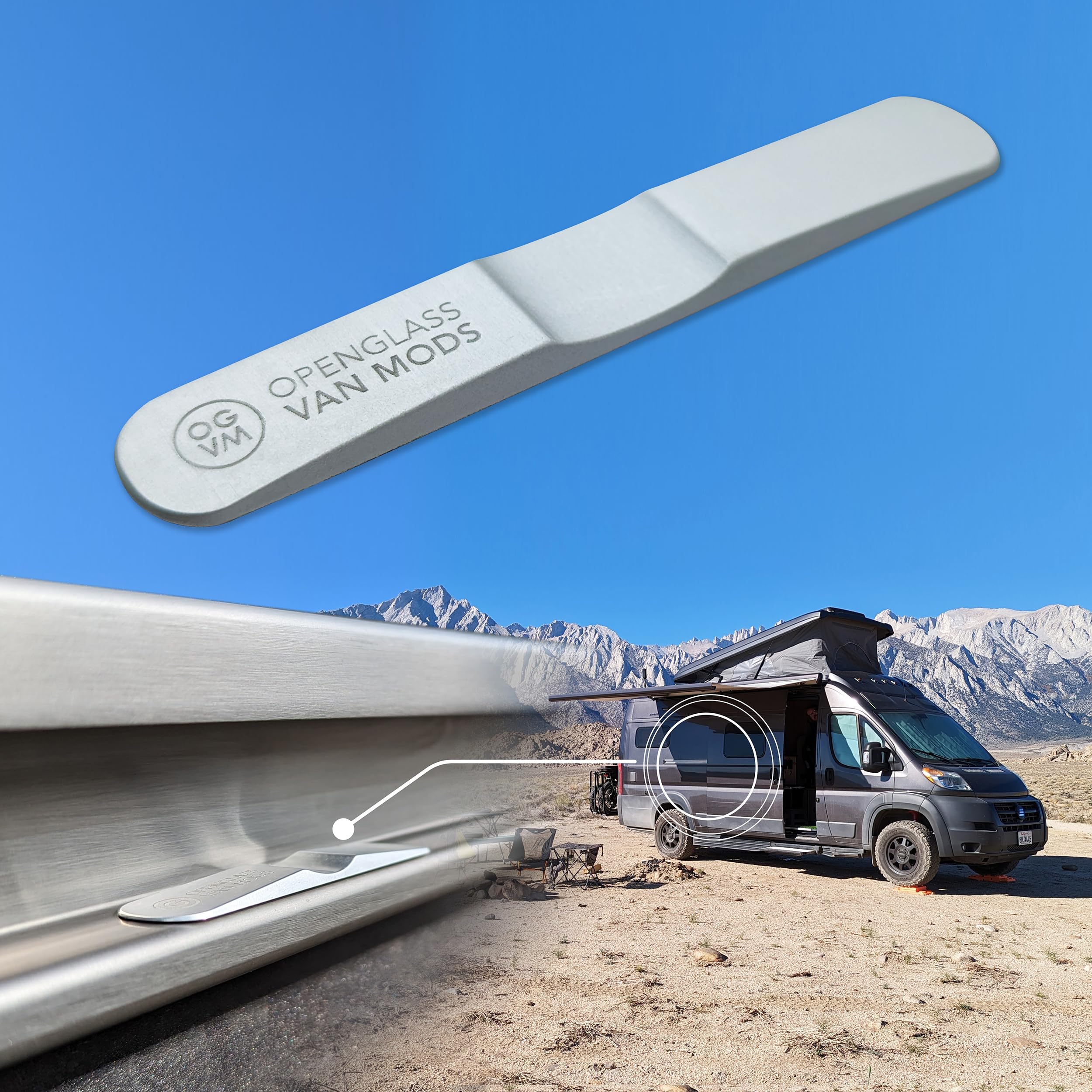 OpenGlass Van Mods - Sliding Door Stopper - Universal Fit for Sprinter, Promaster, Transit & Campervans - High-Grade Aluminum Va