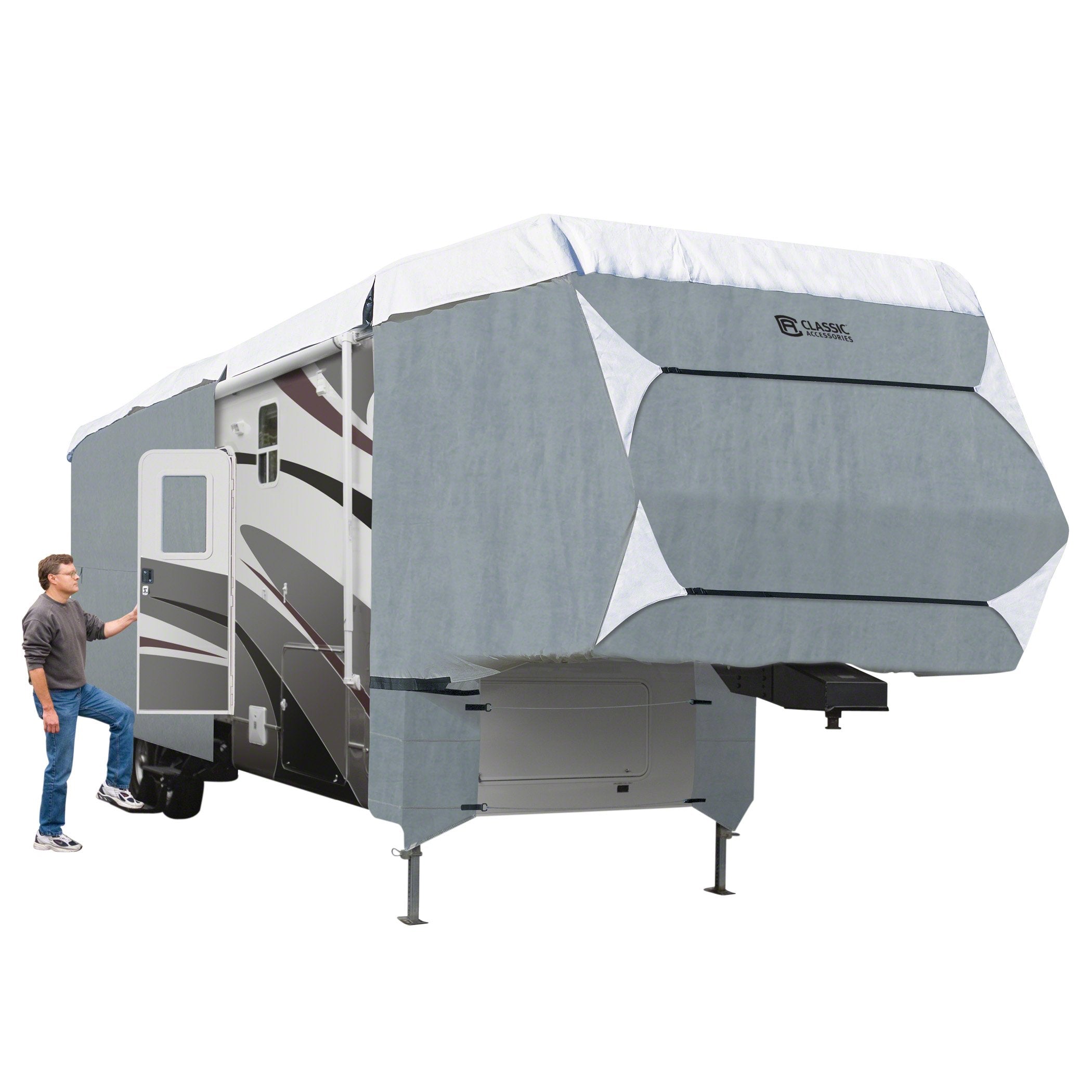 Classic Accessories Over Drive Polypro 3 Deluxe Extra Tall 5Th Wheel Cover Or Toy Hauler Cover, Fits 37' - 41' Rvs, Rv Cover, Camper Cover, Travel Trailer Cover