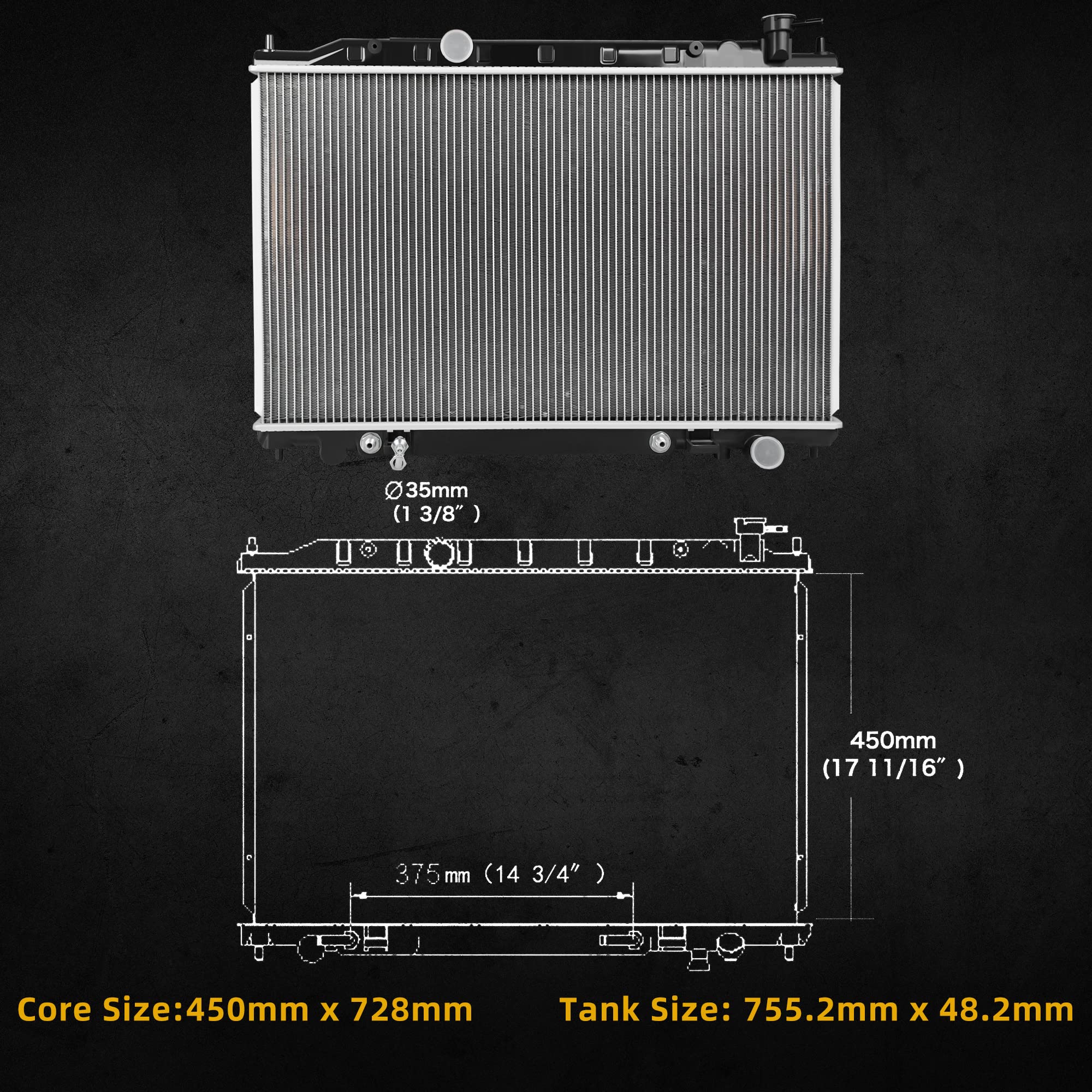 Dwvo Radiator Complete Radiator Compatible With 2003-2007 Murano S Se Sl 3.5L V6 At W/Oil Cooler