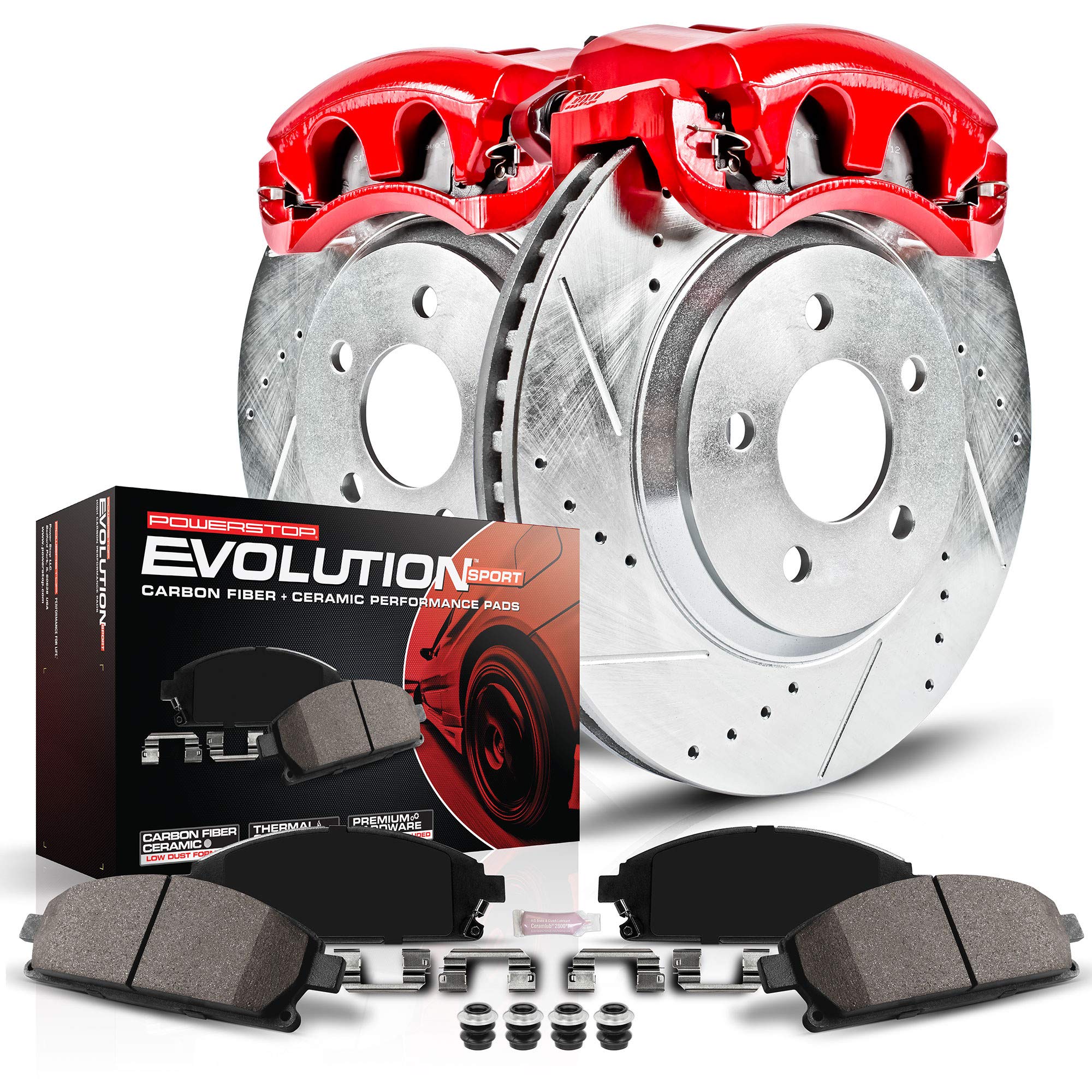 Power Stop Kc8029 Front Z23 Daily Driver Brake Pad And Rotor Kit With Red Powder Coated Calipers For Ford F-350 Super Duty 2015-2016 [Model Specific]