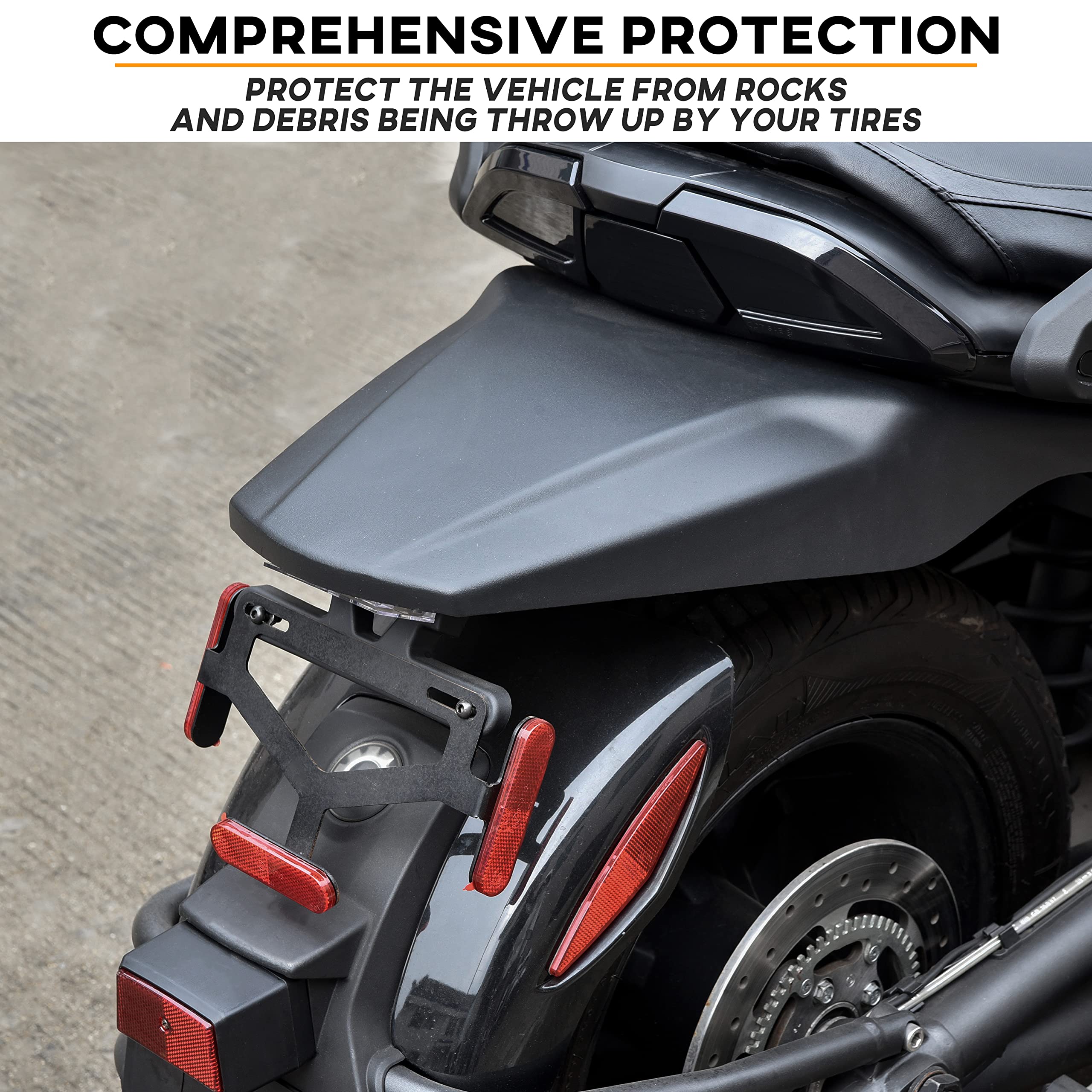 SAUTVS Rear Fender Extender for Can Am Spyder F3 2015-2024, Rear Short Fender with License Plate Holder LED Plate Light Street L