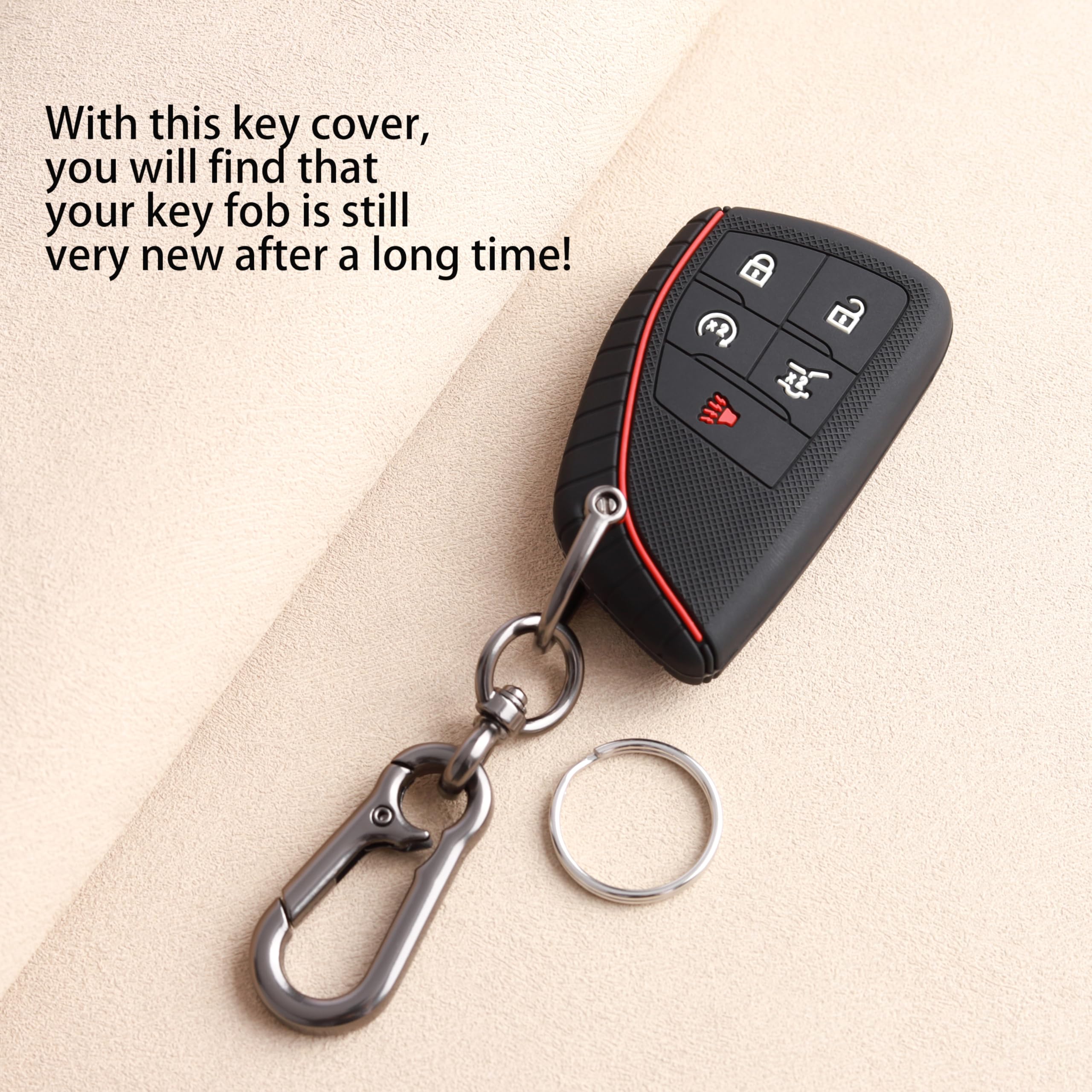 Tandrive Key Fob Cover For 2025 2024 Chevy Equinox Traverse Gmc Acadia And 2025-2021 Buick Envision, 5 Button, Silicone, 2-Pack,